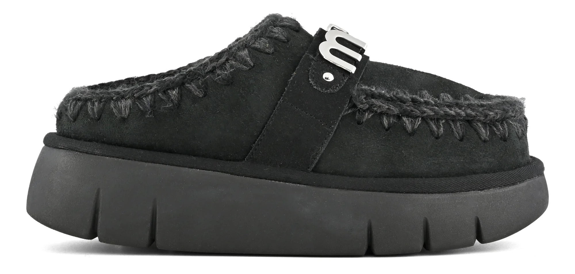 MOU Ciabatta Donna Bounce Clog Metal Logo-Black