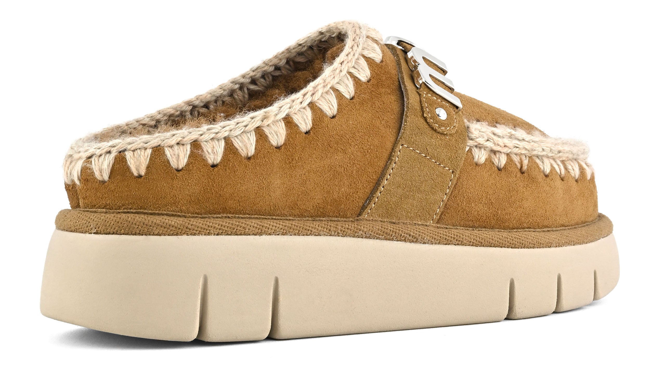 MOU Ciabatta Donna Bounce Clog Metal Logo-Cognac