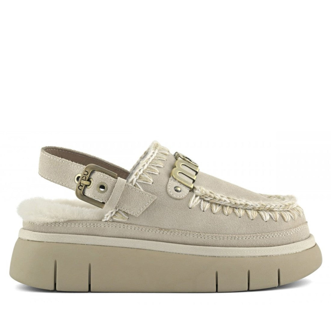 MOU Sabot Donna Bounce Clog Back Strap-Chalk