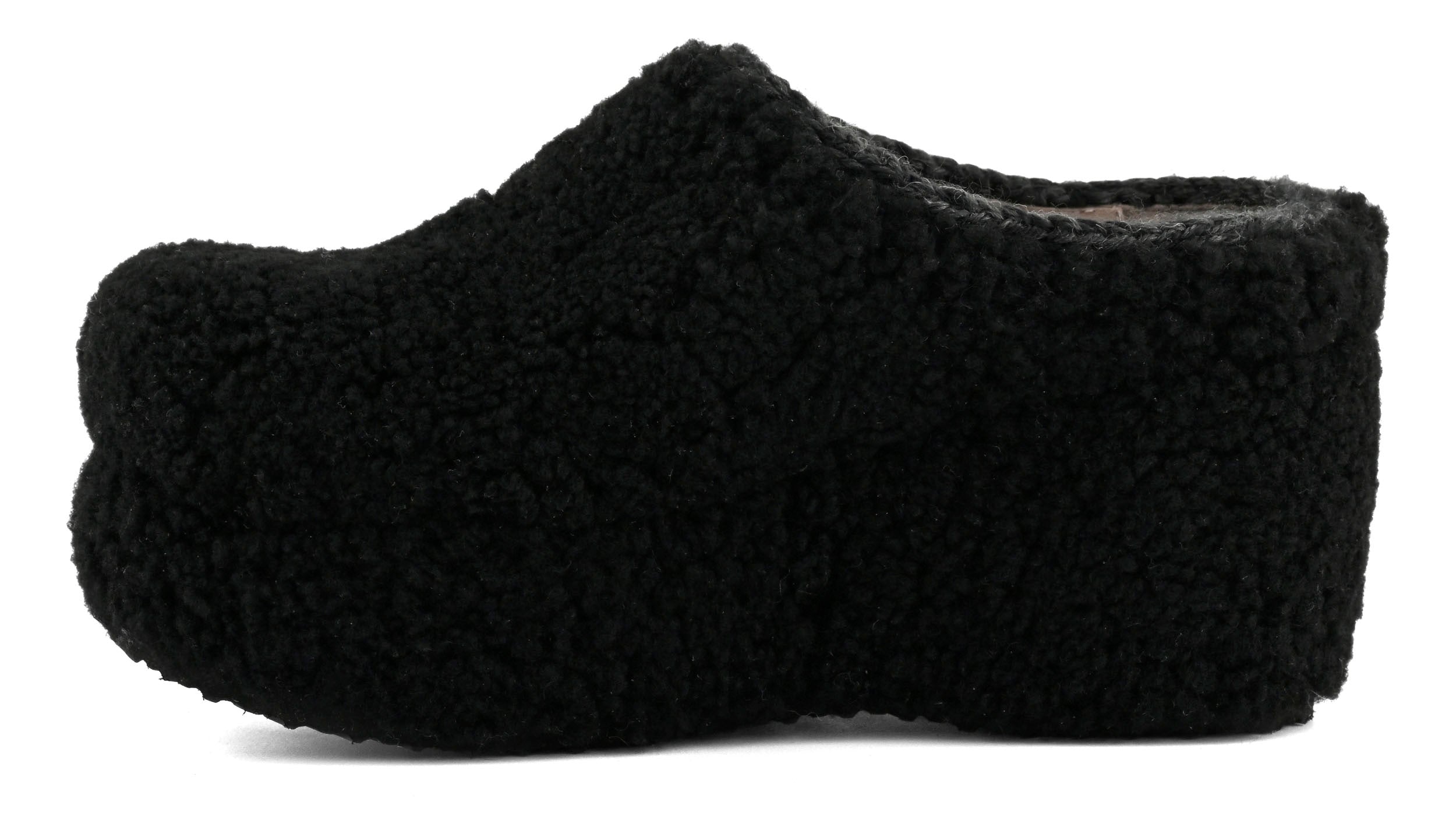MOU Zoccolo Donna Curly Sheepskin Clog-Black