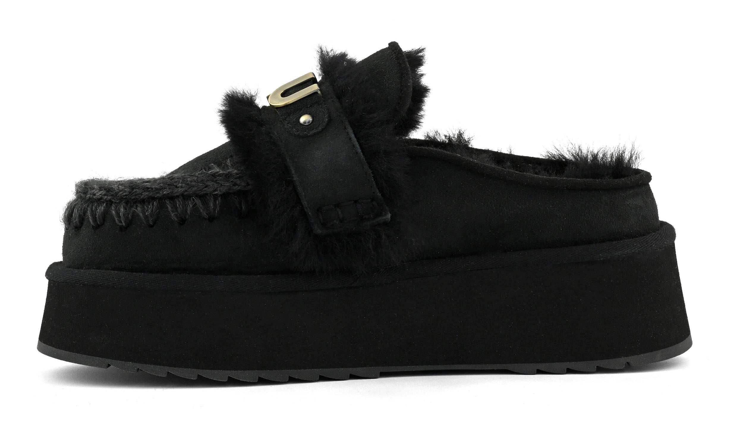 MOU Ciabatta Donna Platform Clog Strap Logo-Black