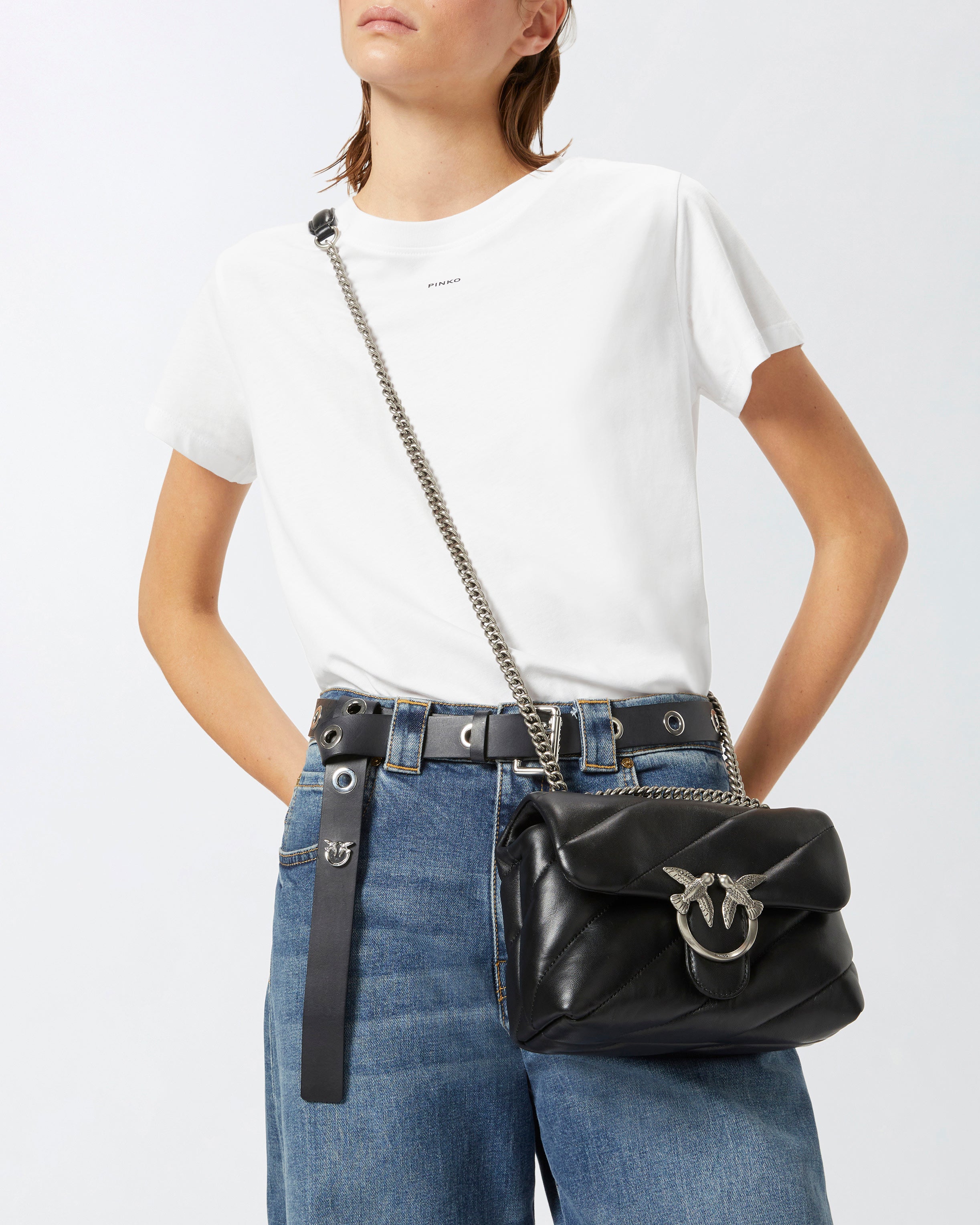 PINKO Borsa Love Puff Mini Classic-Nero Silver