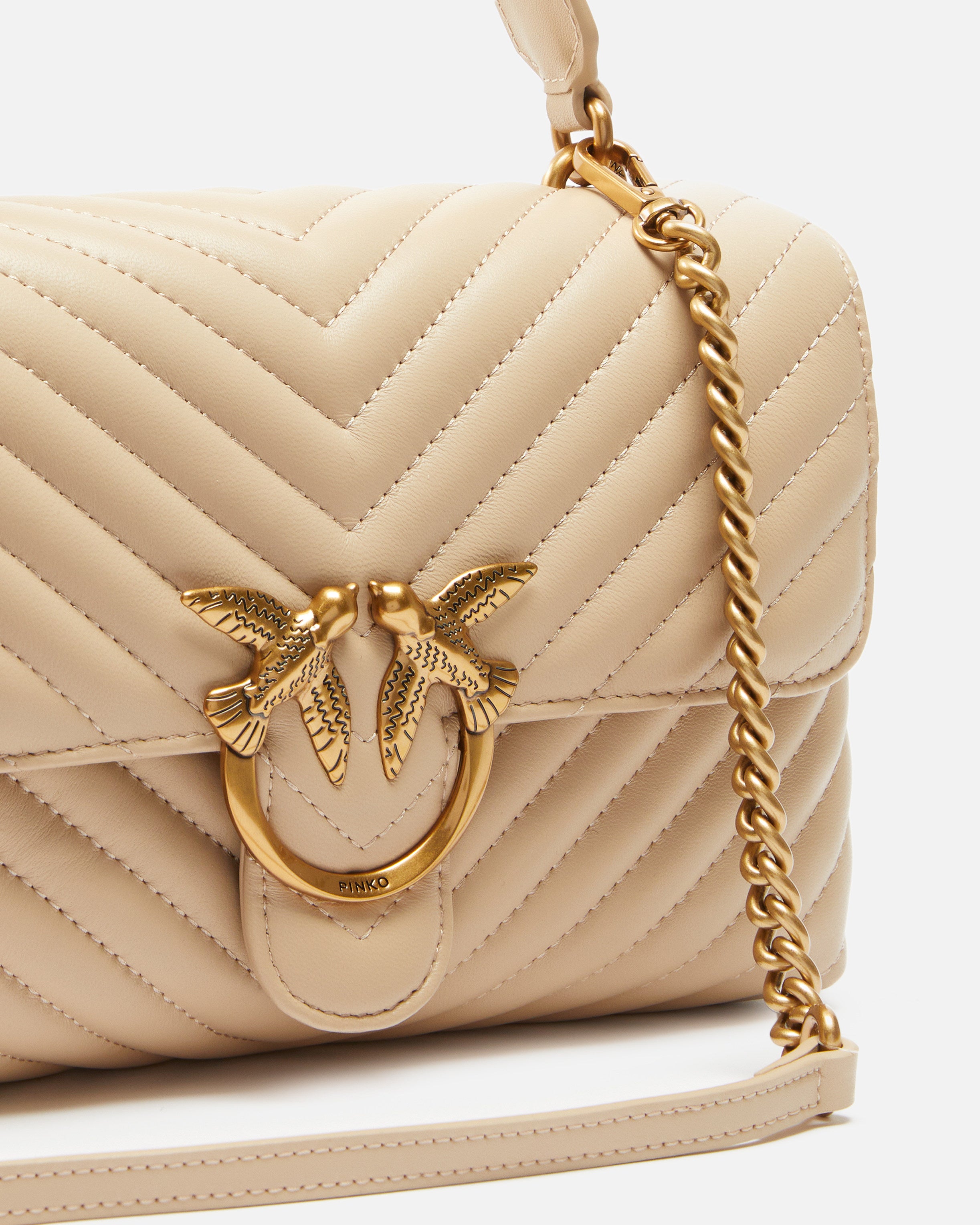 PINKO Borsa Love Lady Puff Classic-Beige Grigio Fumo Gold