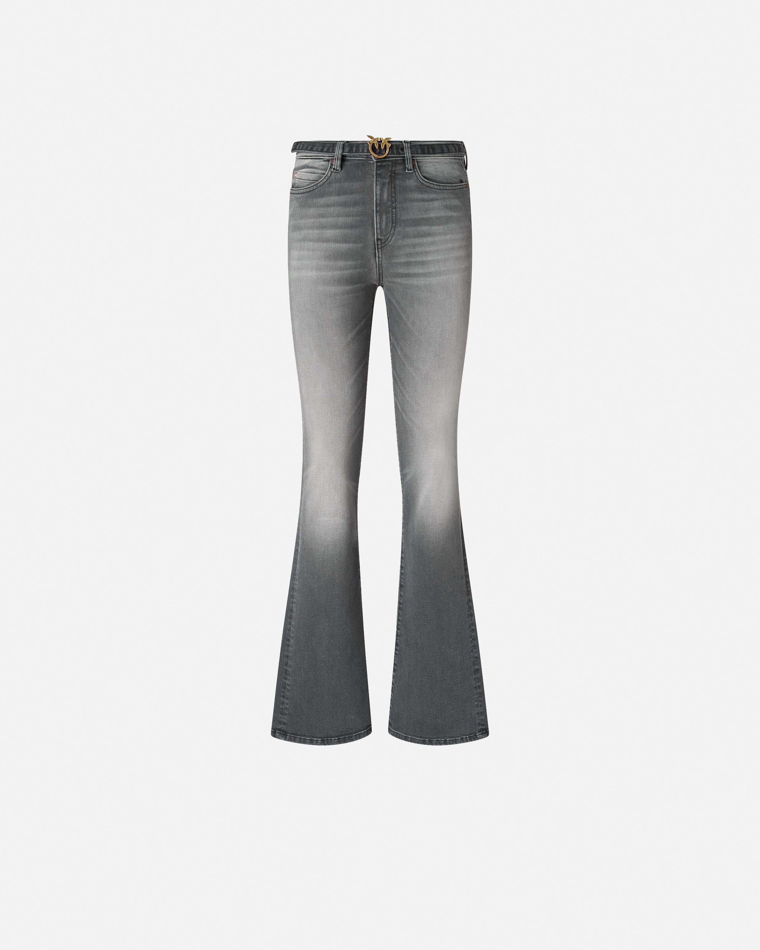 PINKO Jeans Flora Flare Cintura Logo-Grigio Scuro