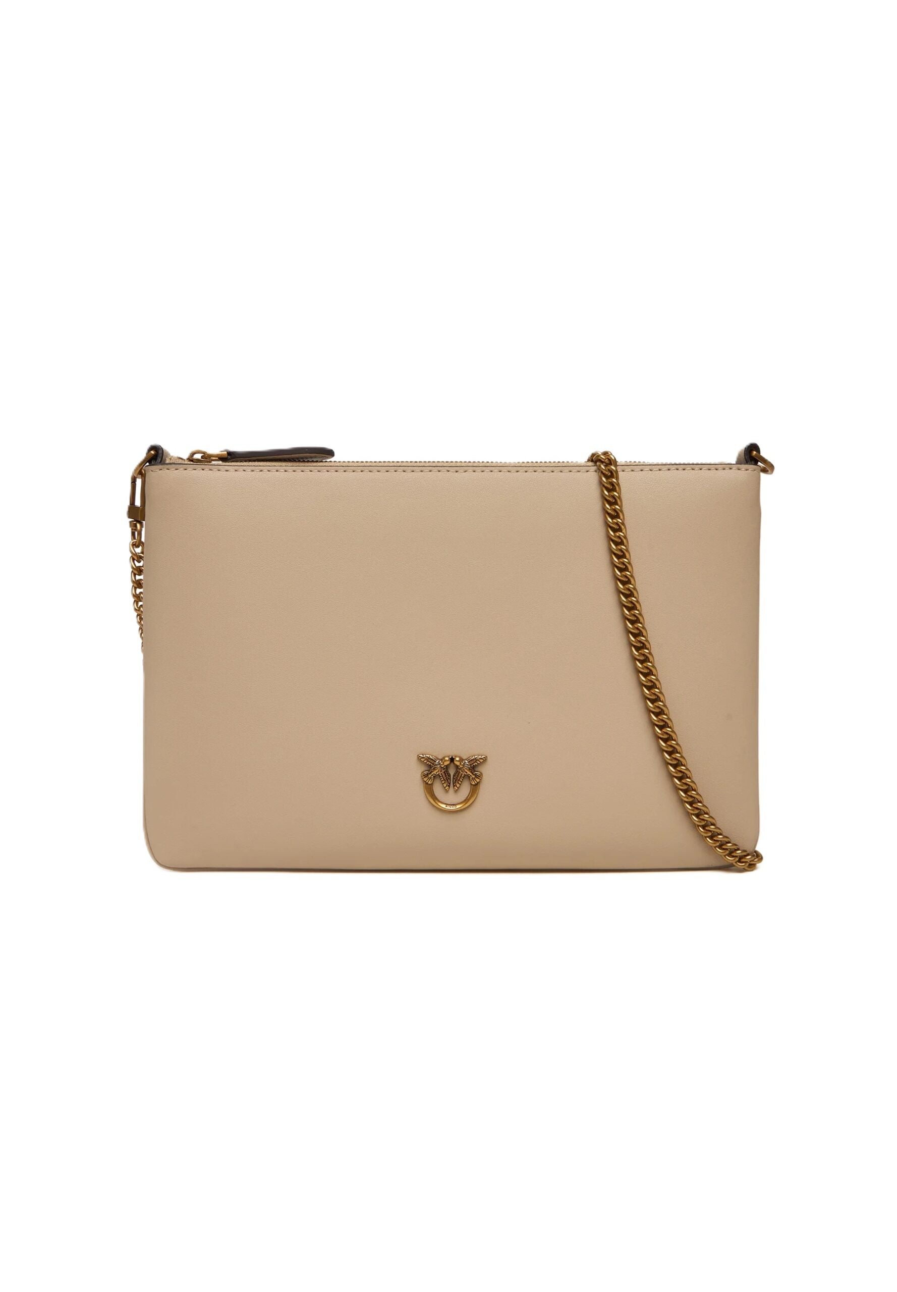 PINKO Borsa Flat Classic-Beige Grigio Fumo Gold