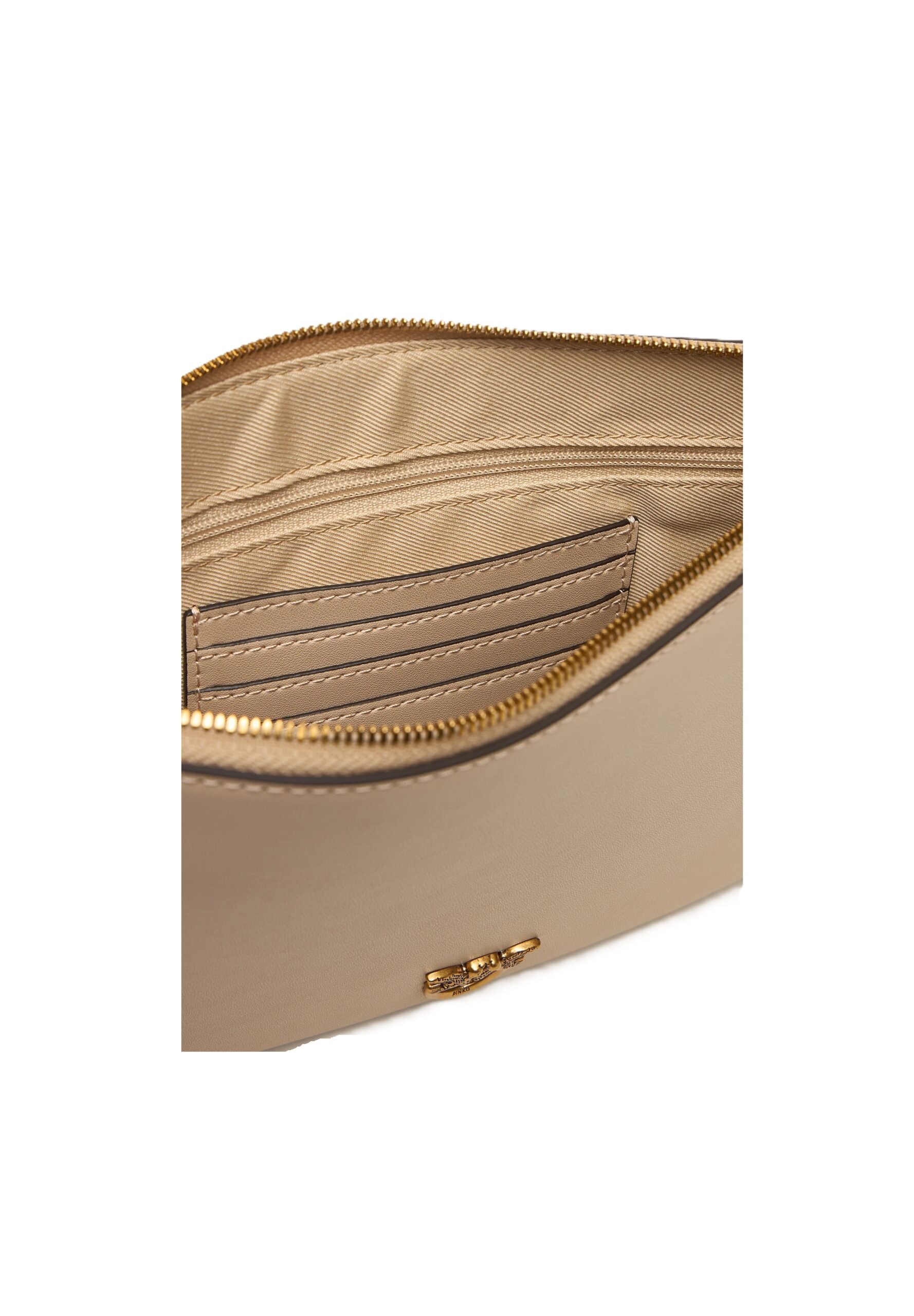 PINKO Borsa Flat Classic-Beige Grigio Fumo Gold