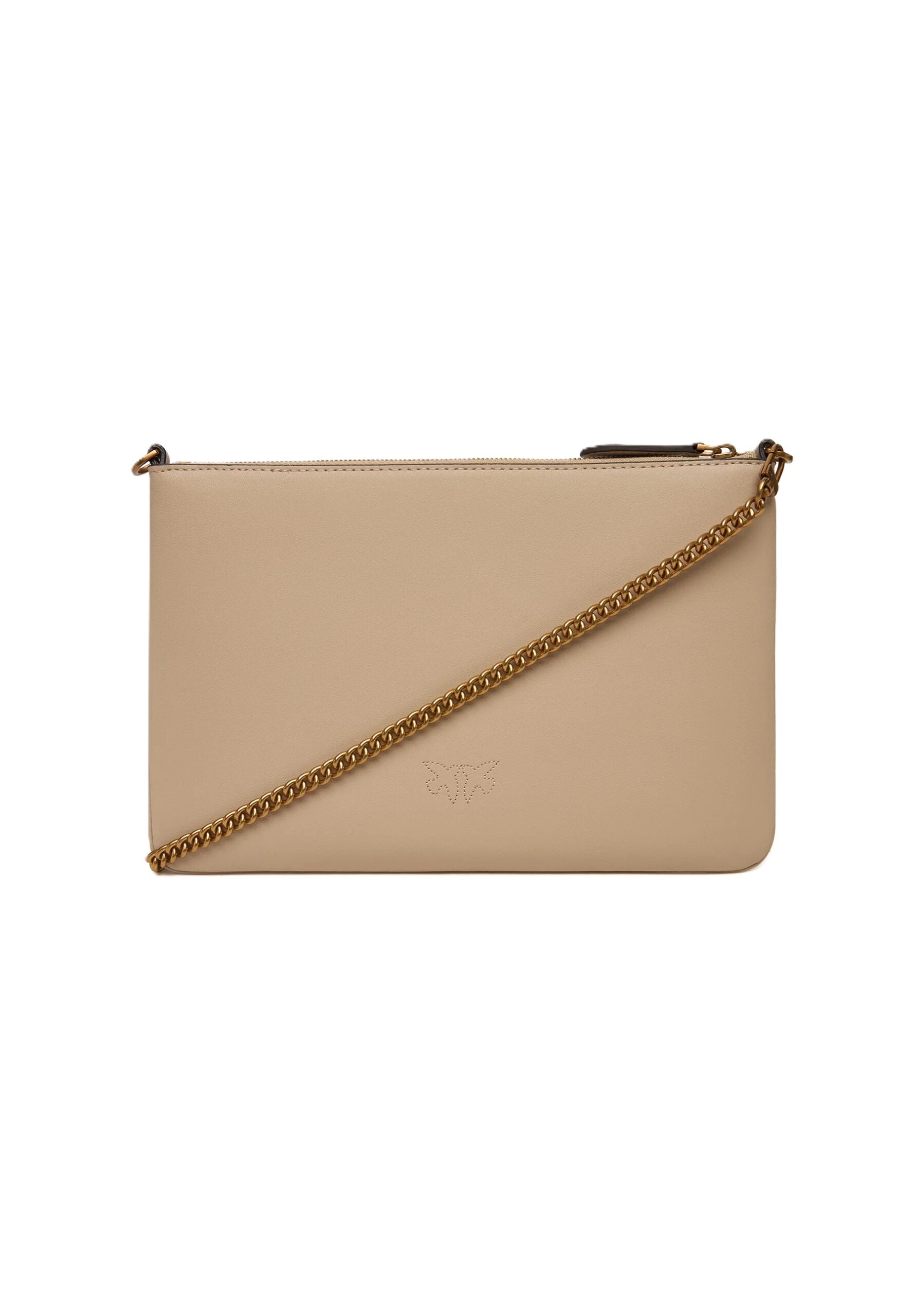 PINKO Borsa Flat Classic-Beige Grigio Fumo Gold