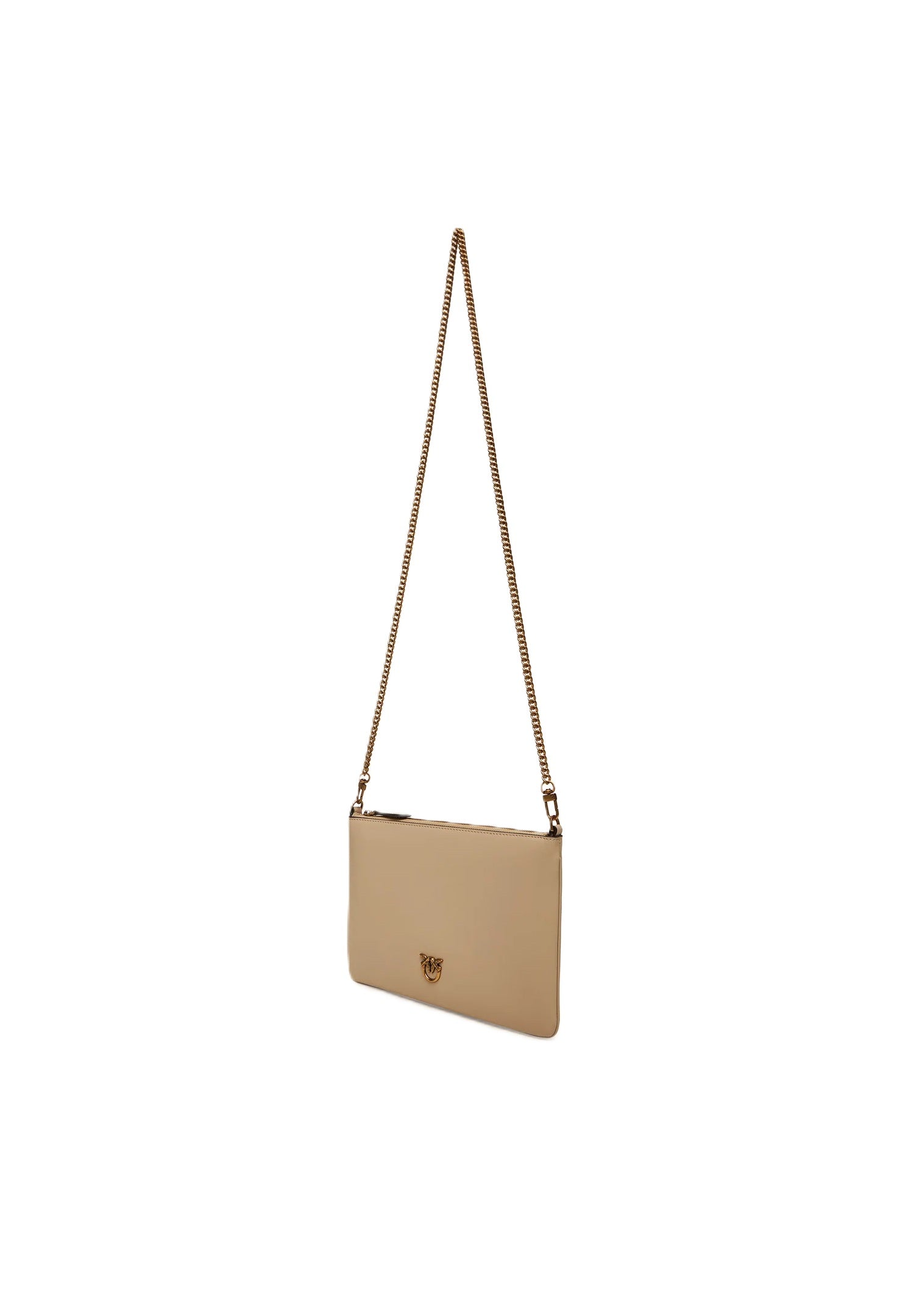 PINKO Borsa Flat Classic-Beige Grigio Fumo Gold