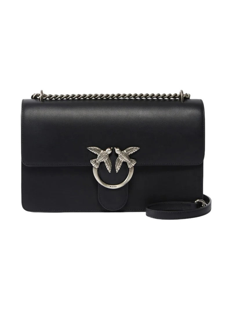PINKO Borsa Love One Classic DC-Nero Old Silver