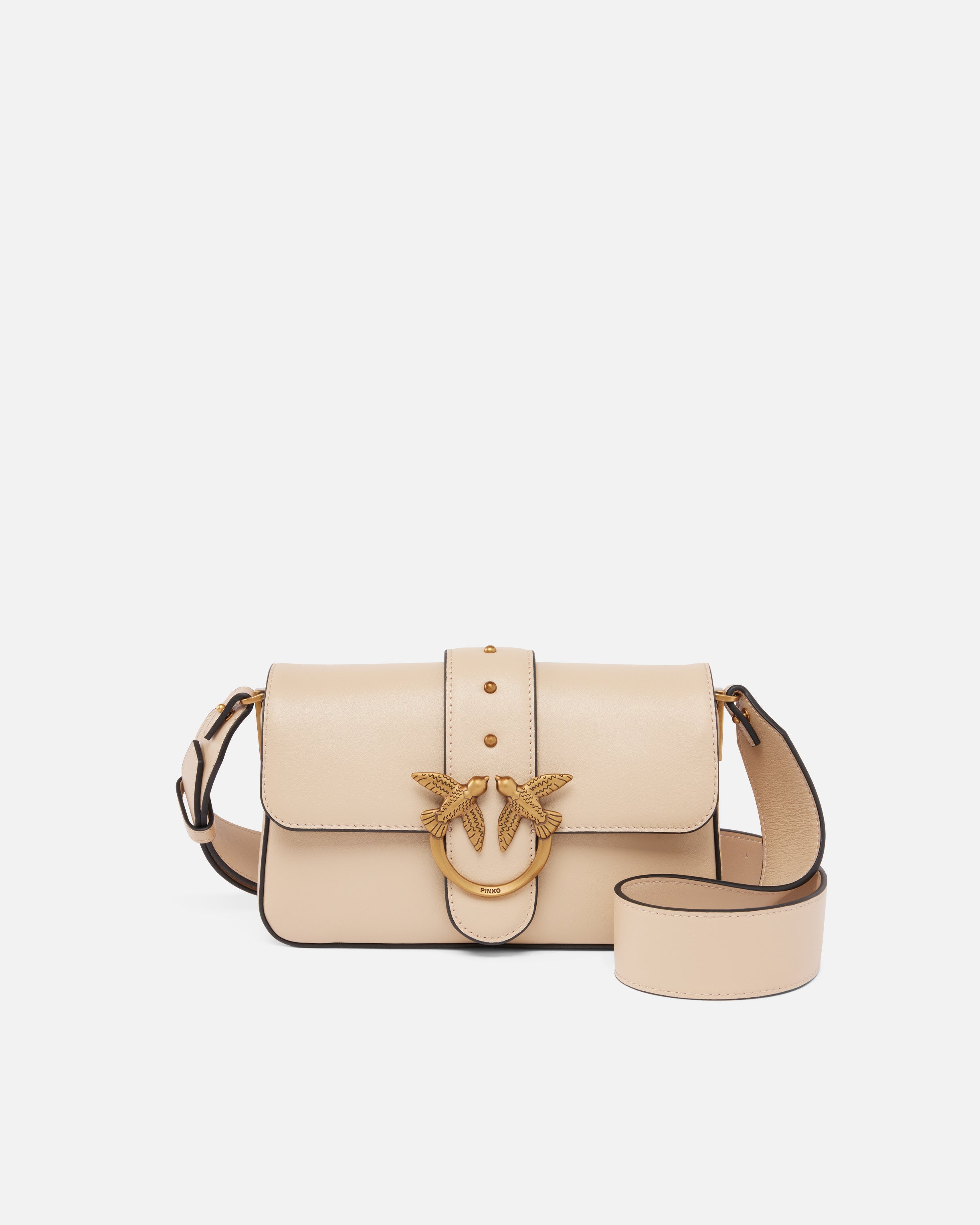 PINKO Borsa Love One Mini Slouchy-Beige Grigio Fumo Gold