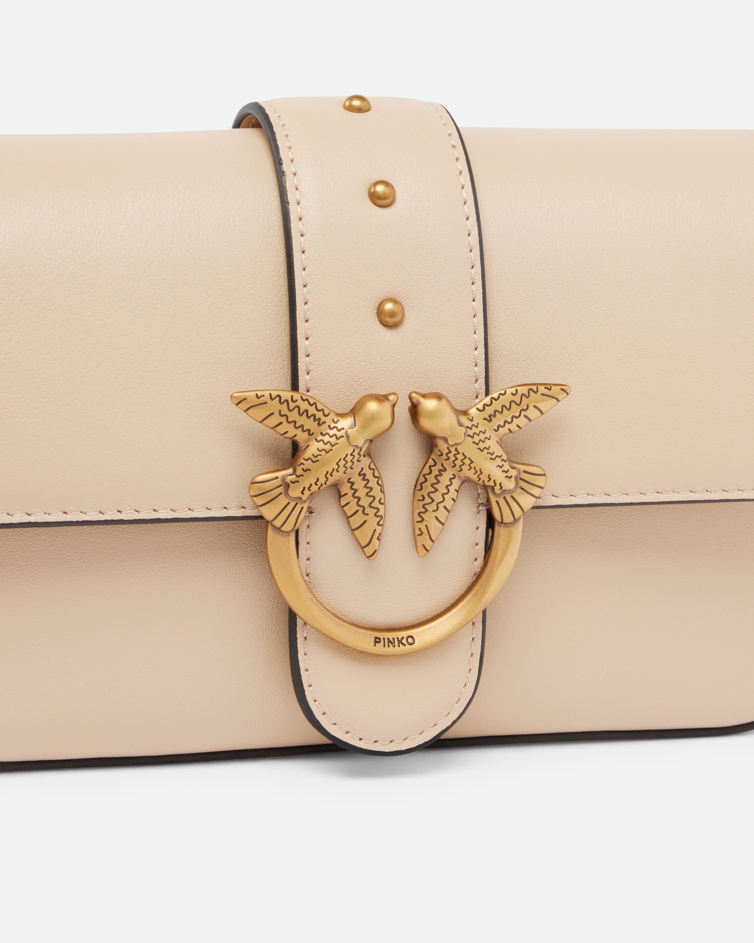 PINKO Borsa Love One Mini Slouchy-Beige Grigio Fumo Gold