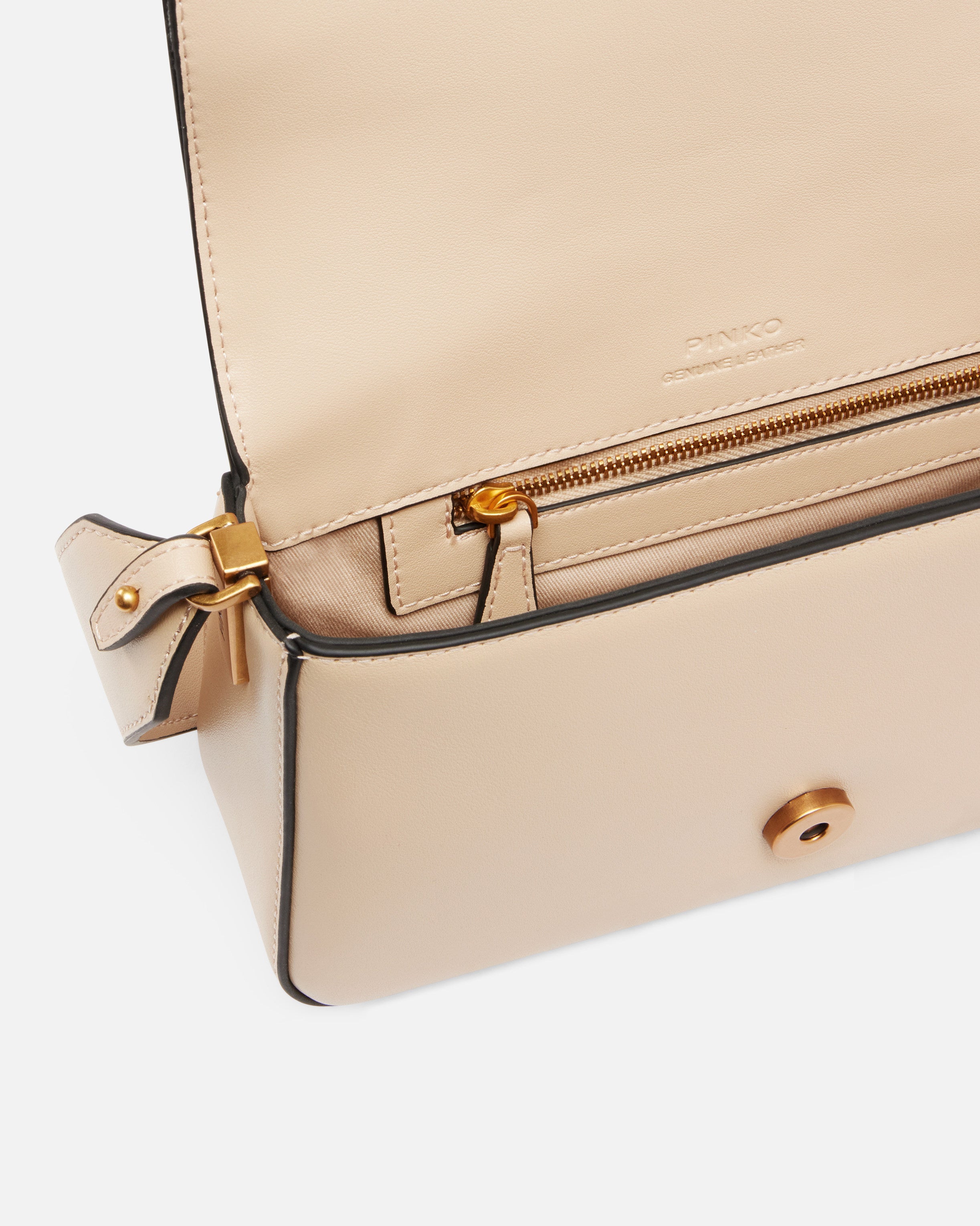 PINKO Borsa Love One Mini Slouchy-Beige Grigio Fumo Gold