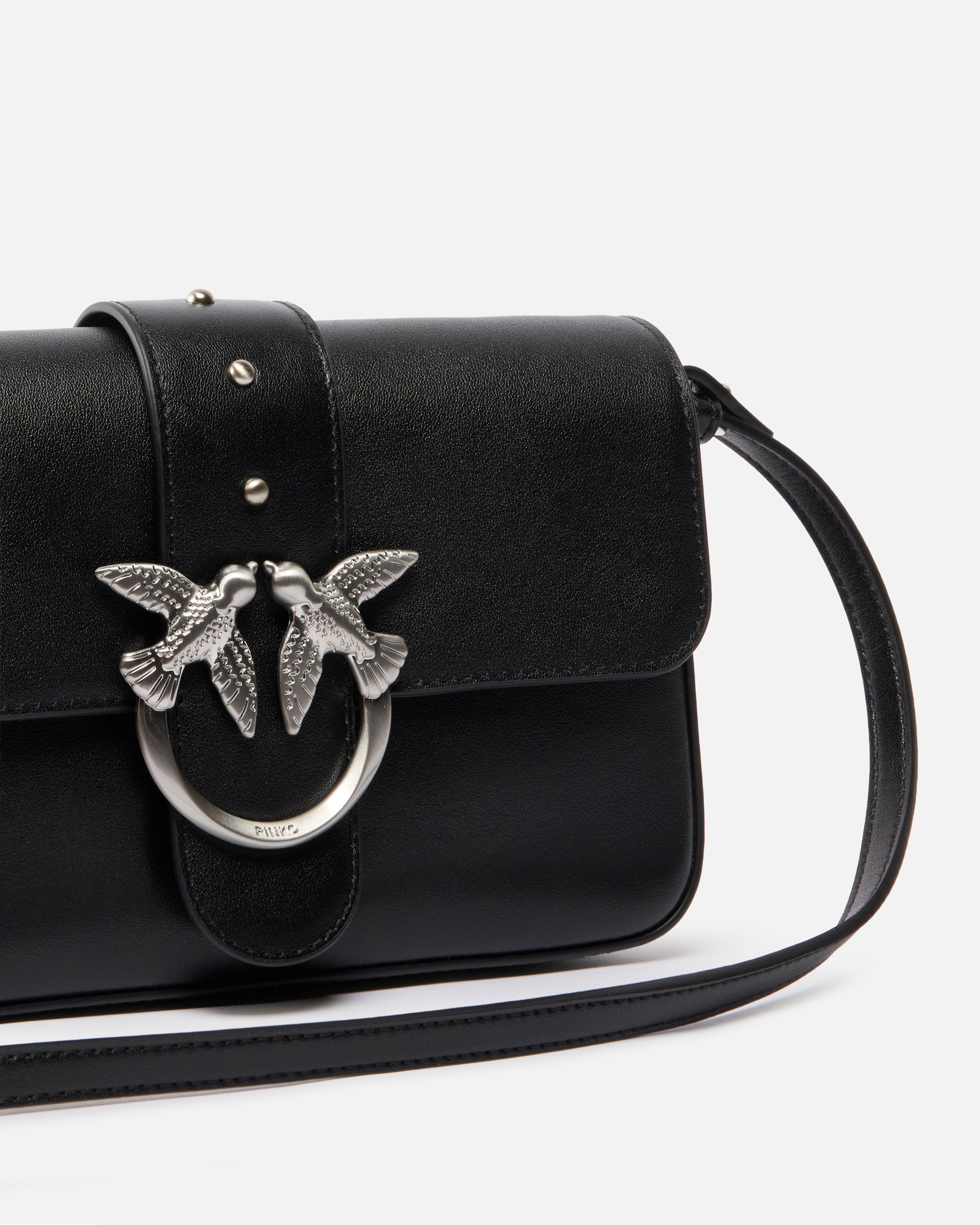 PINKO Borsa Love One Mini Slouchy-Nero Silver