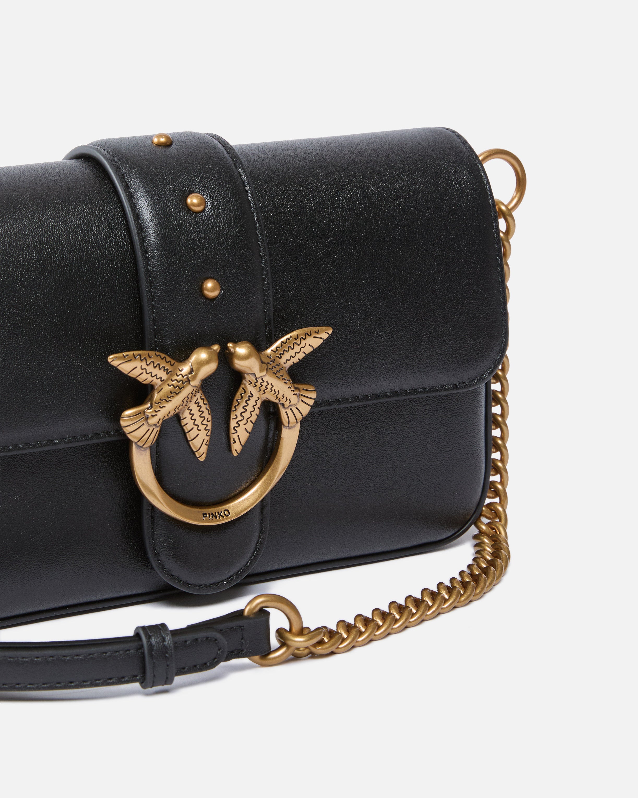 PINKO Borsa Love One Mini Slouchy-Nero Gold