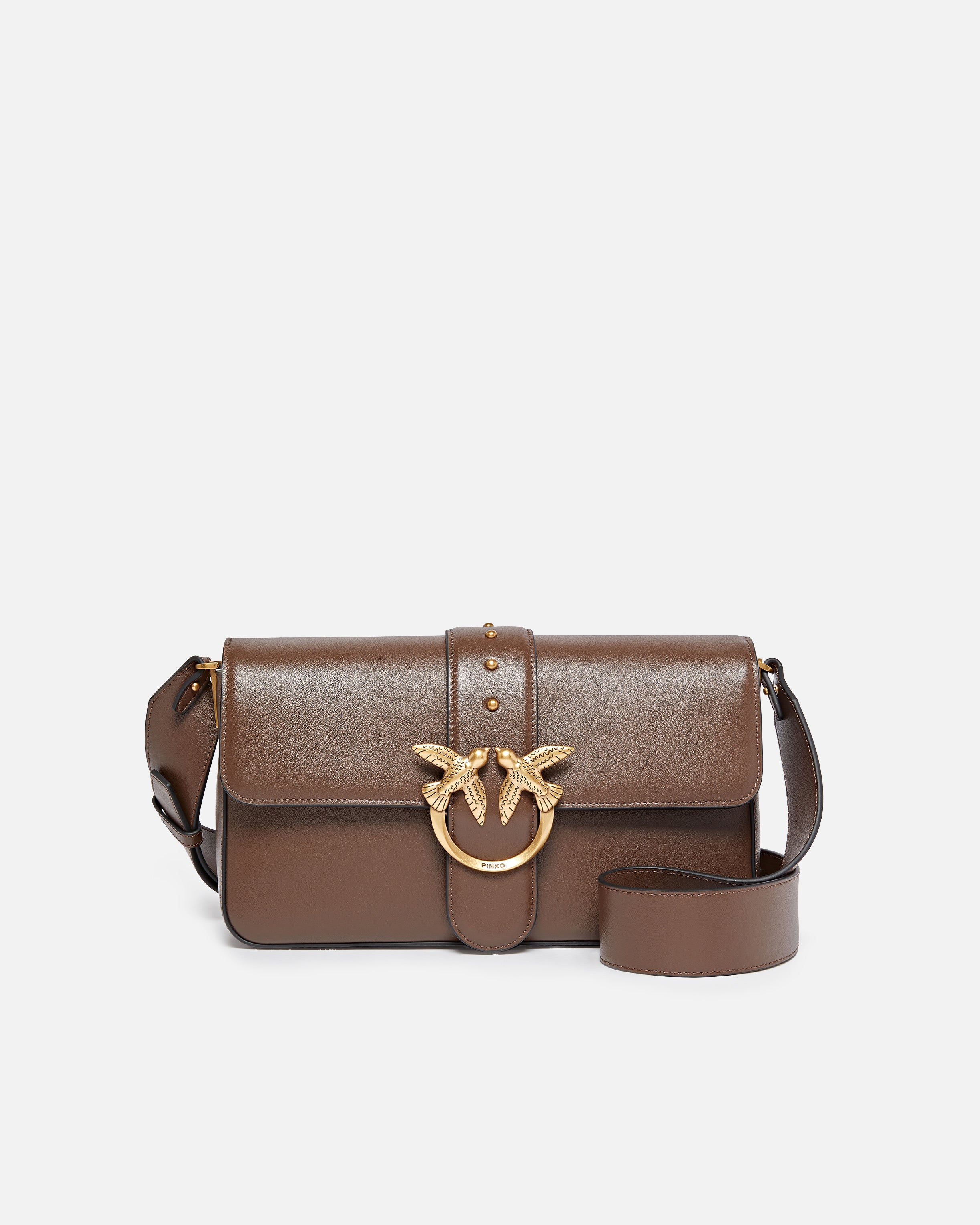 PINKO Borsa Love One Classic Slouchy-Marrone Gold