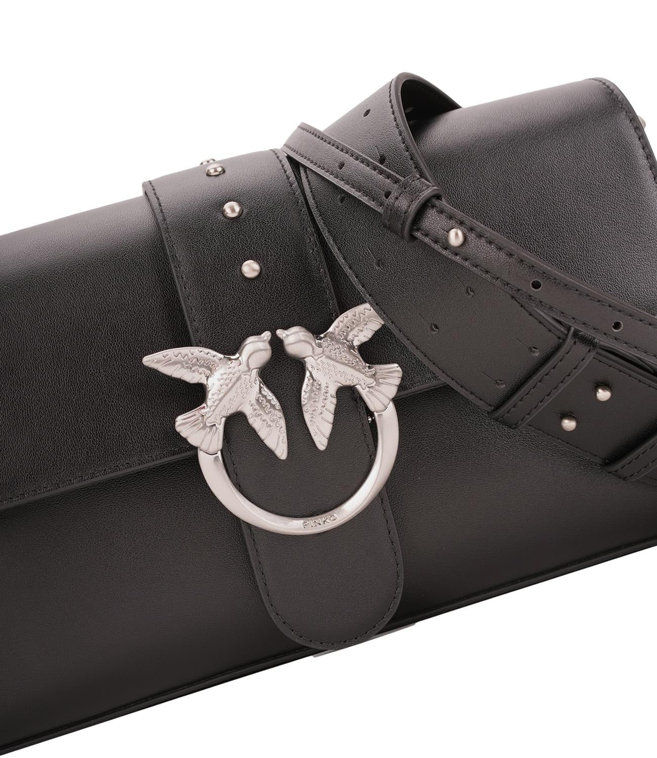 PINKO Borsa Love One Classic Slouchy-Nero Silver