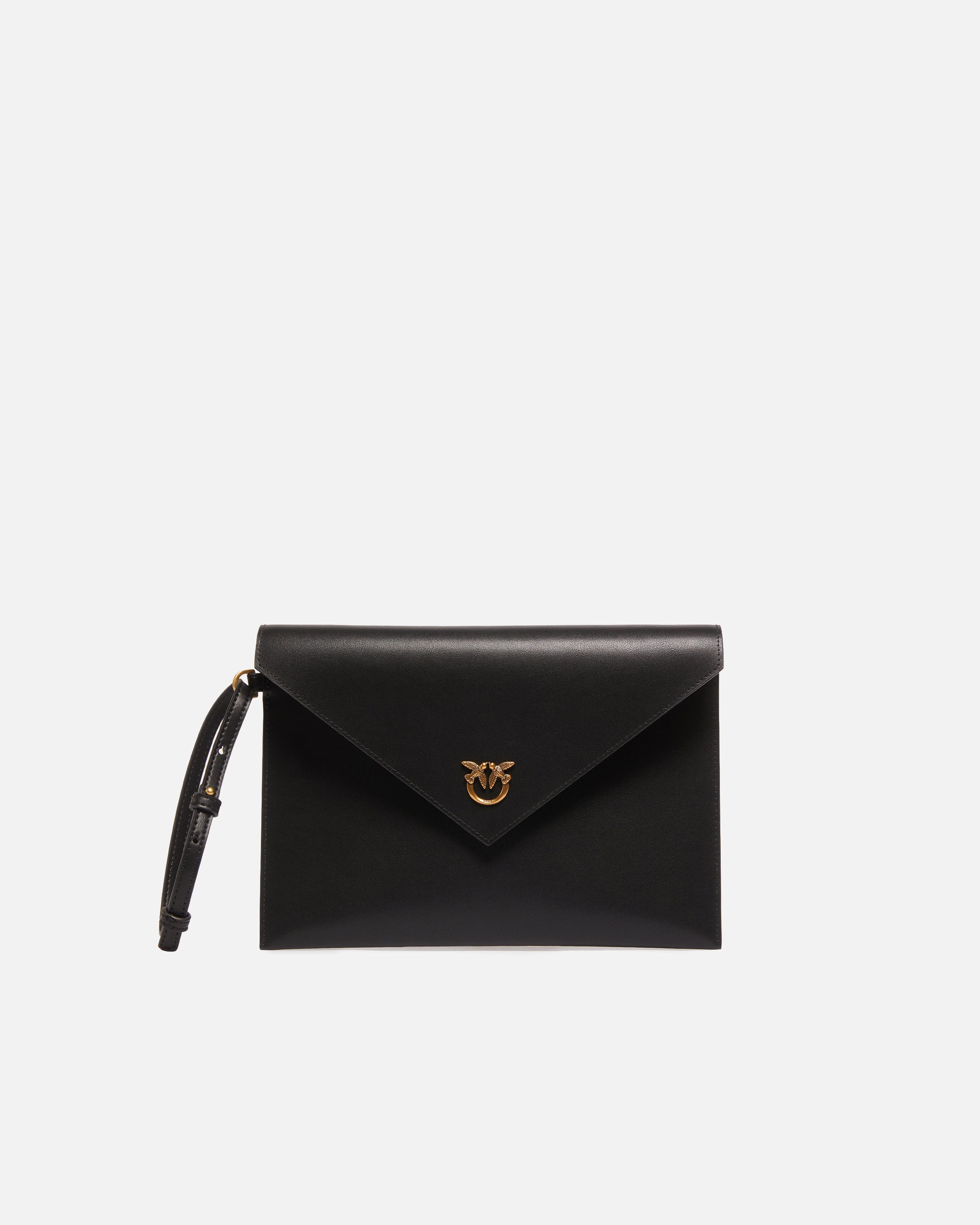 PINKO BORSA HANDLE FLAT PURSE-Nero Gold