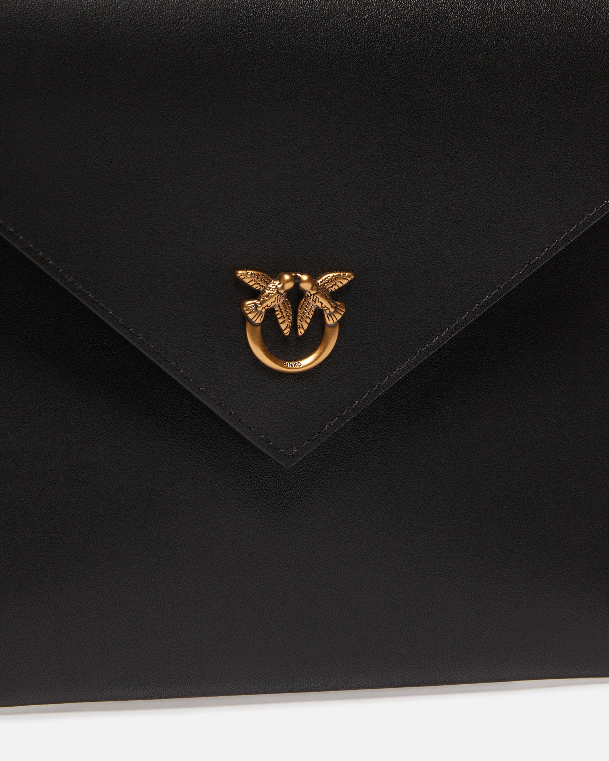 PINKO BORSA HANDLE FLAT PURSE-Nero Gold