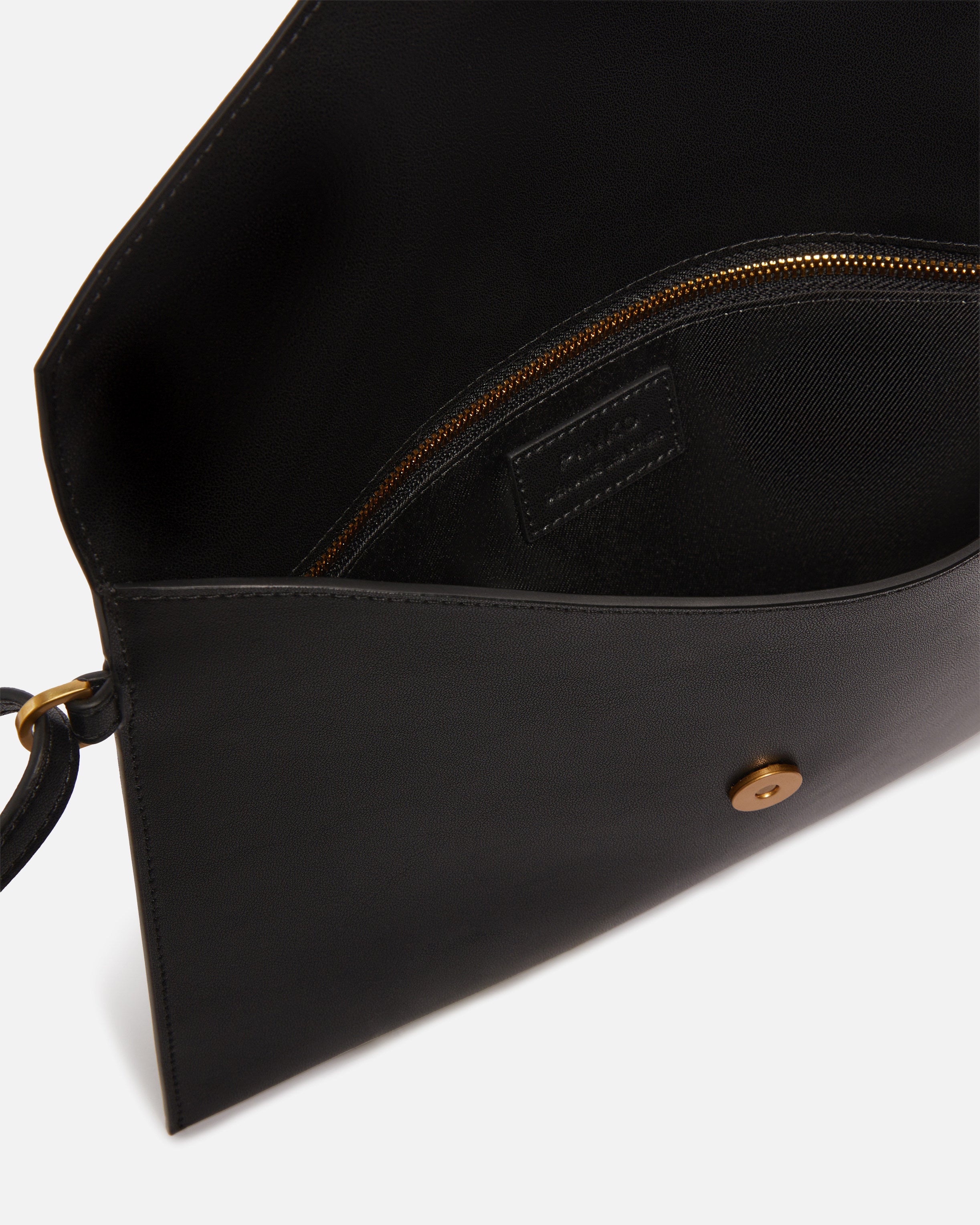 PINKO BORSA HANDLE FLAT PURSE-Nero Gold