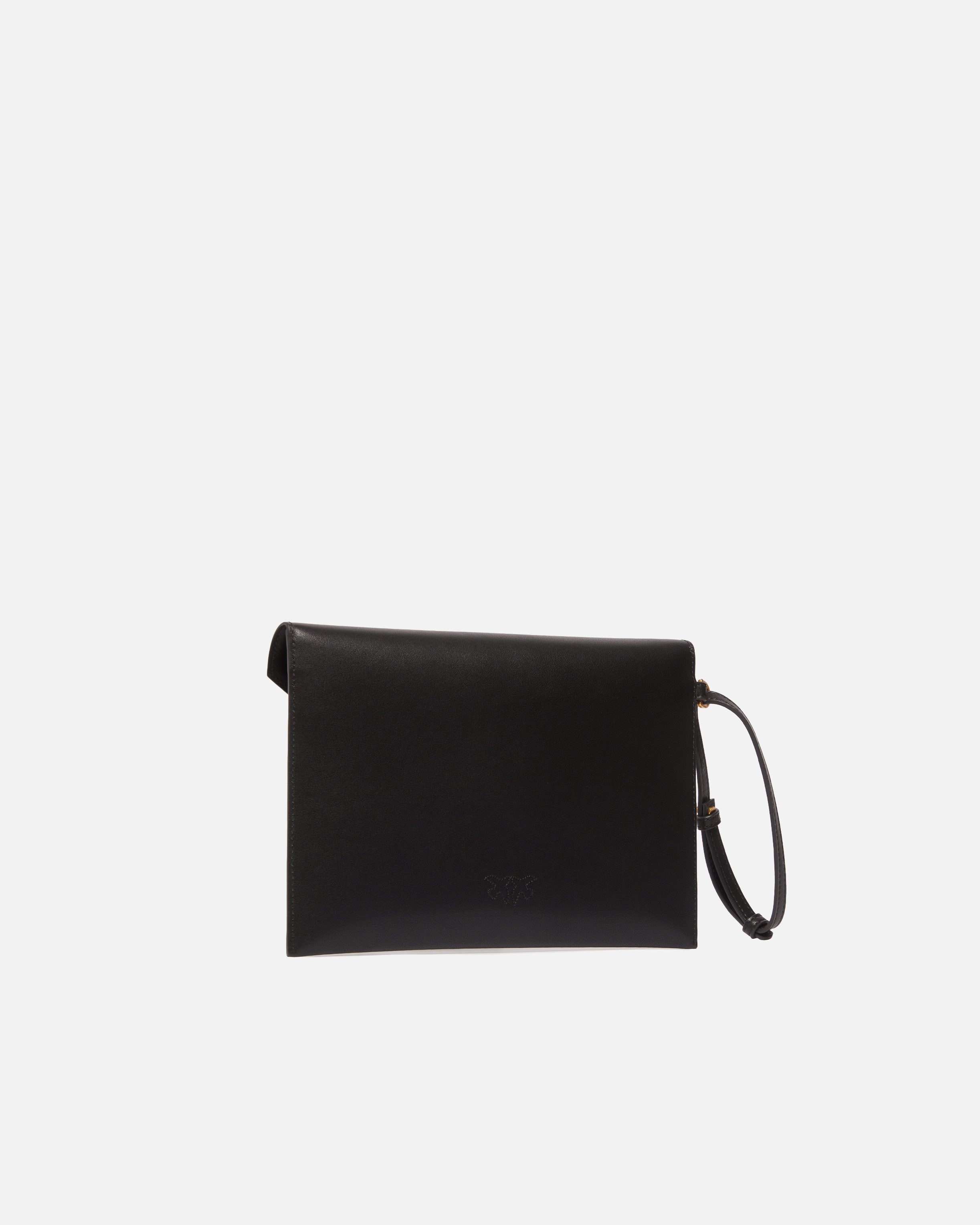 PINKO BORSA HANDLE FLAT PURSE-Nero Gold
