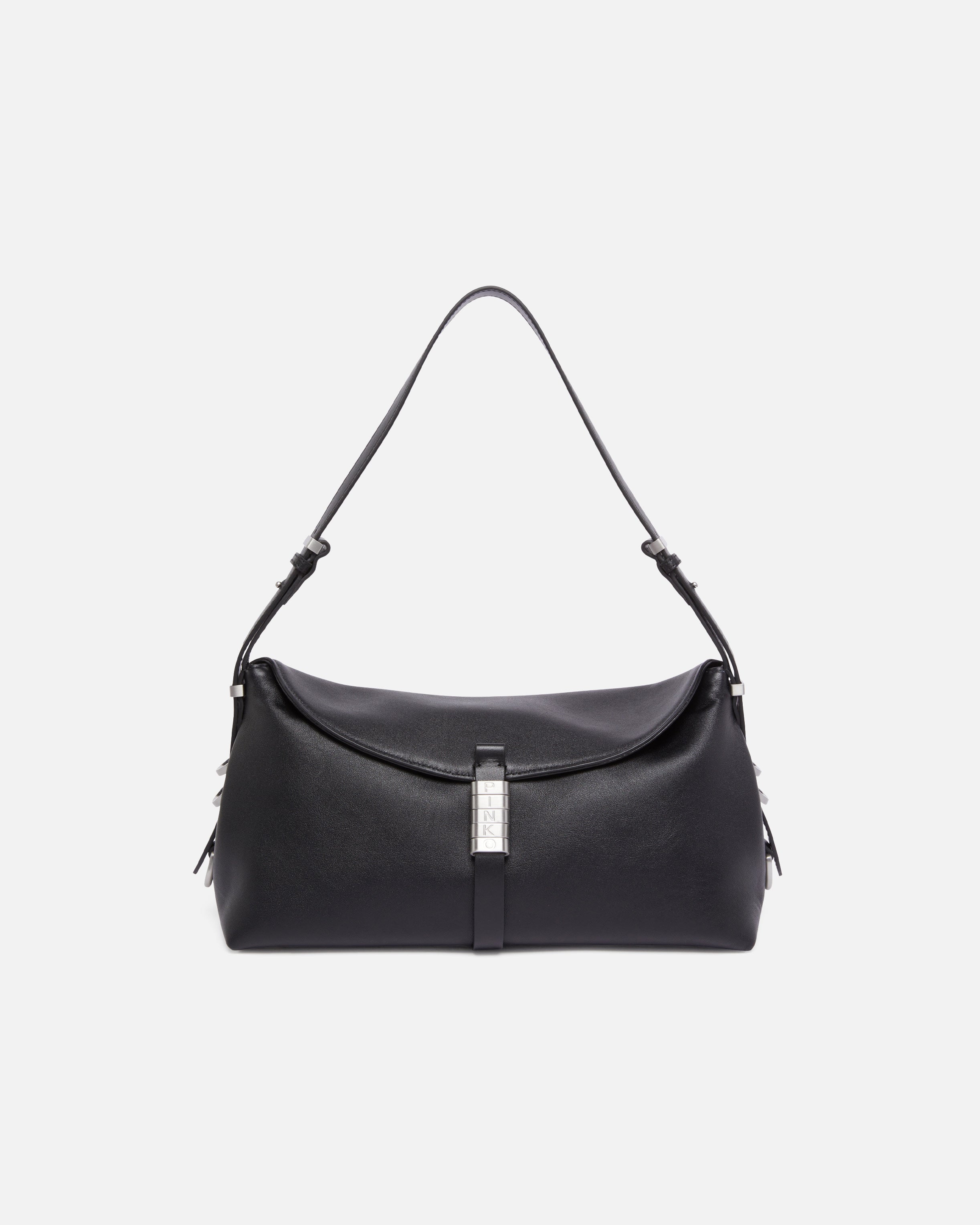 PINKO Borsa Saddle Baguette Classic-Nero Silver