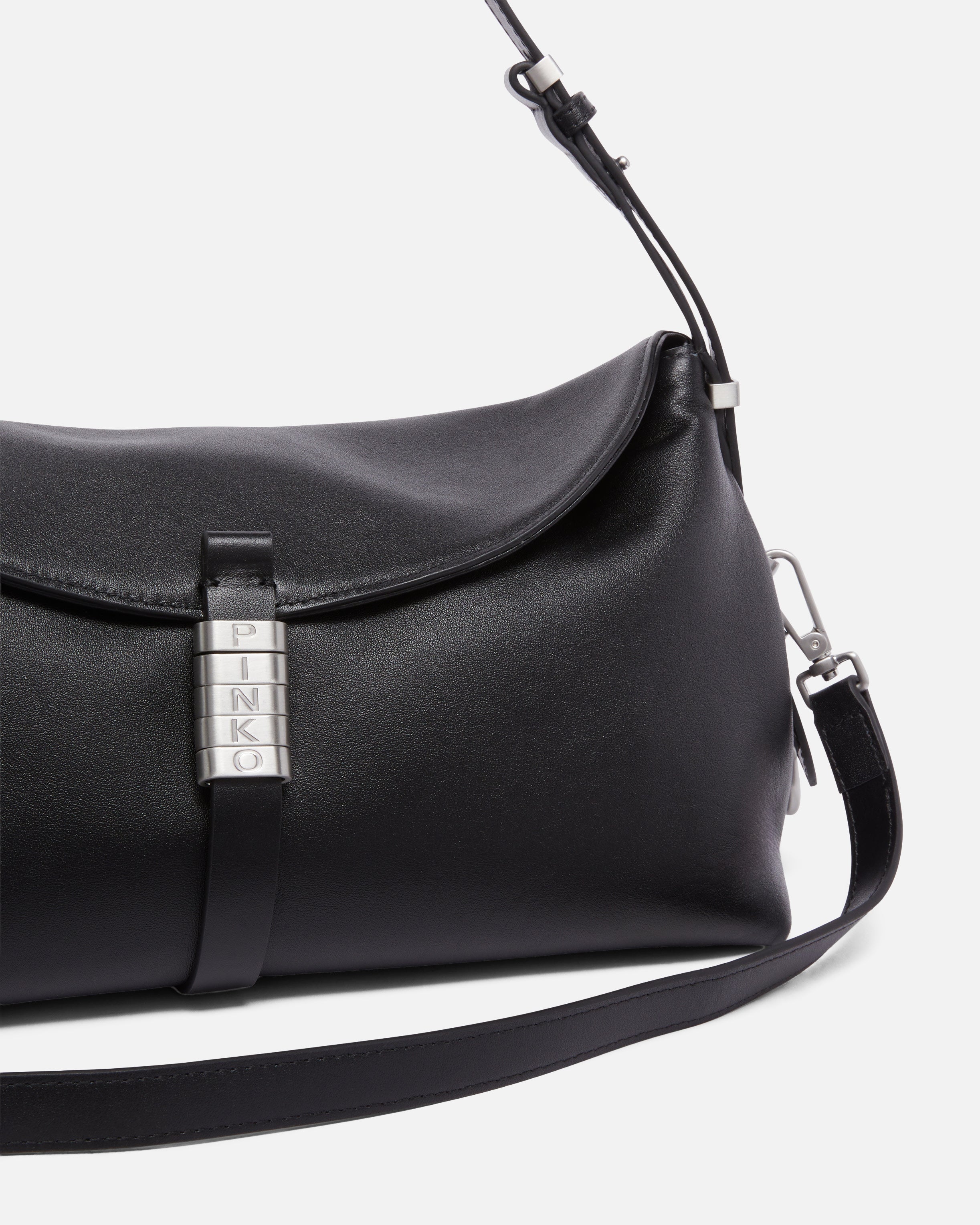 PINKO Borsa Saddle Baguette Classic-Nero Silver