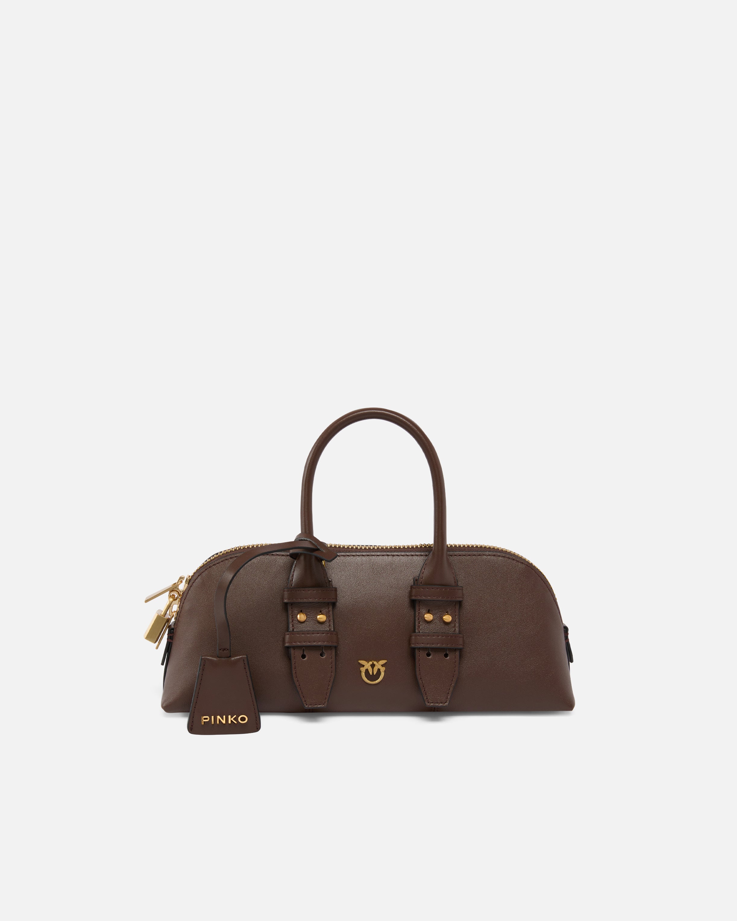 PINKO Borsa Bowling Escape Baguette-Marrone Gold