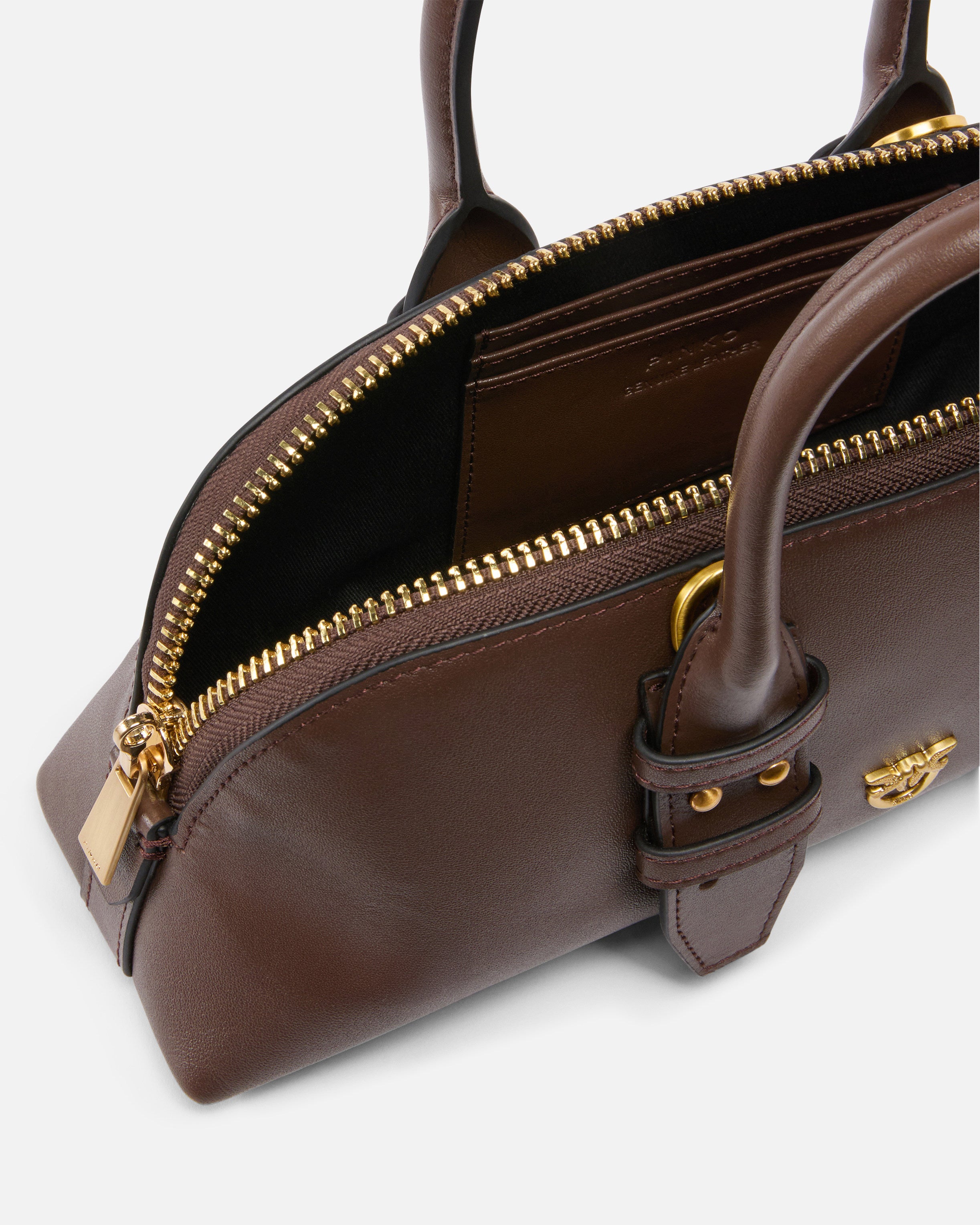 PINKO Borsa Bowling Escape Baguette-Marrone Gold