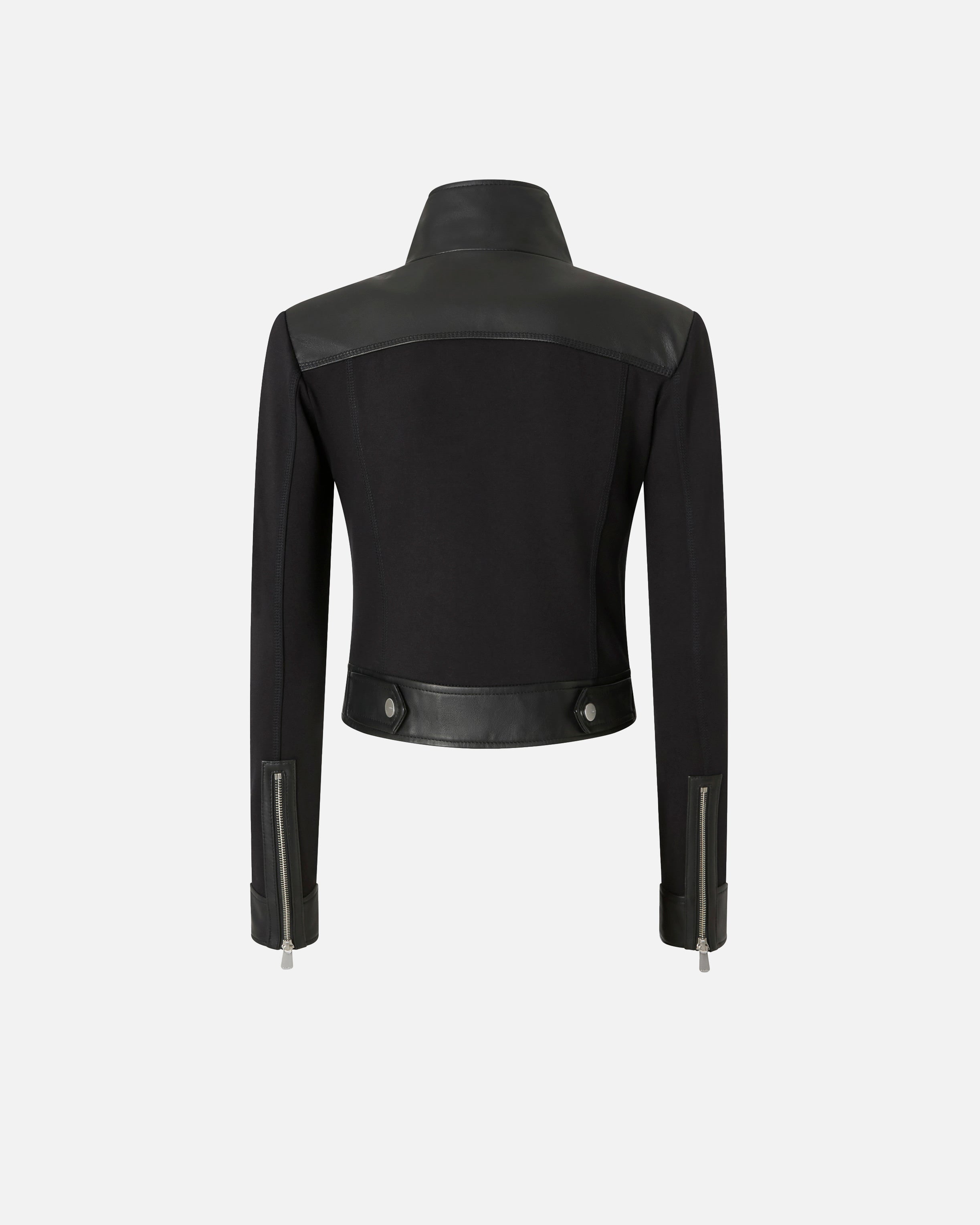 PINKO Giubbino Granetti Pelle Neoprene-Nero Limousine