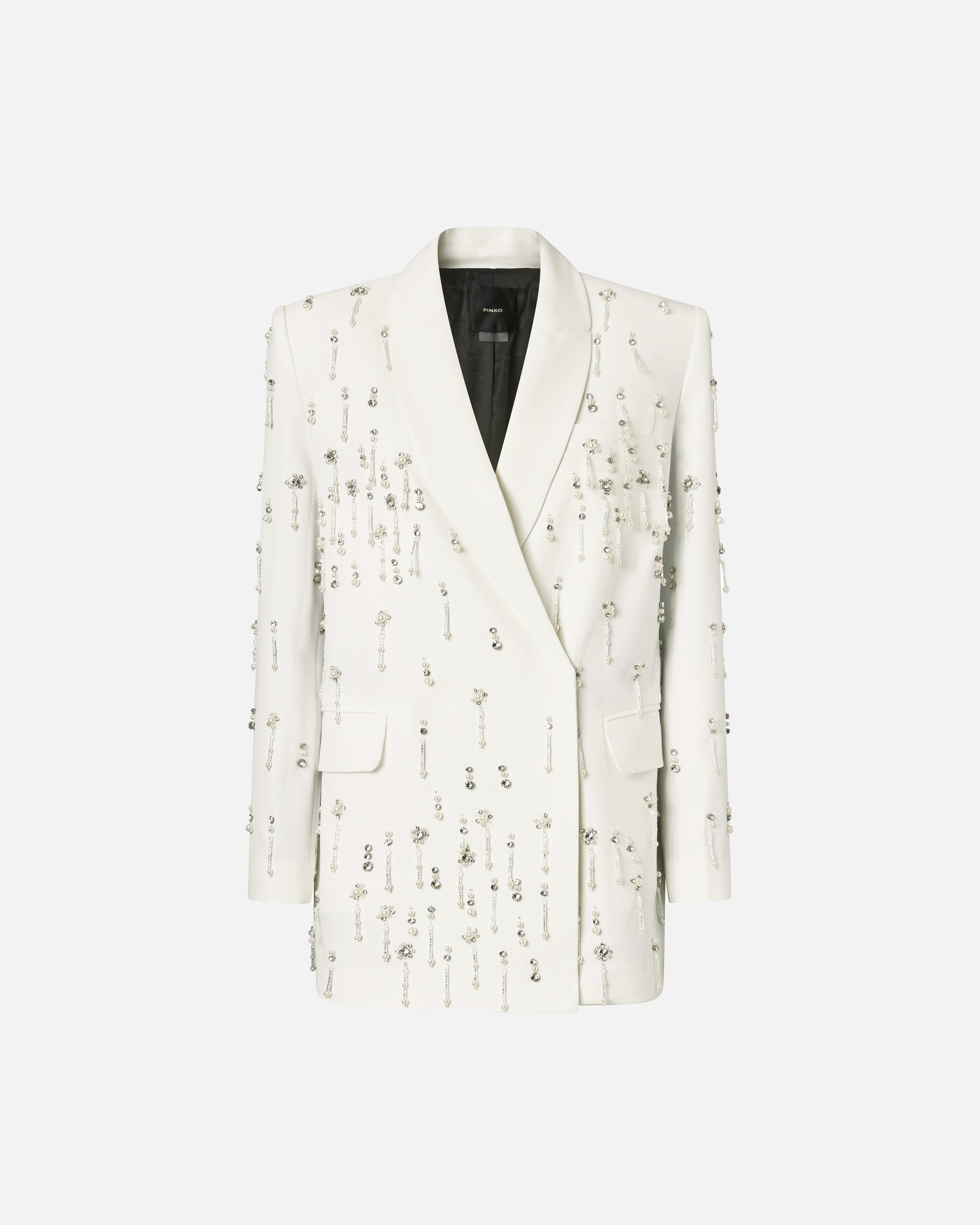 PINKO Giacca Pallauovo Perle Cristalli-Bianco