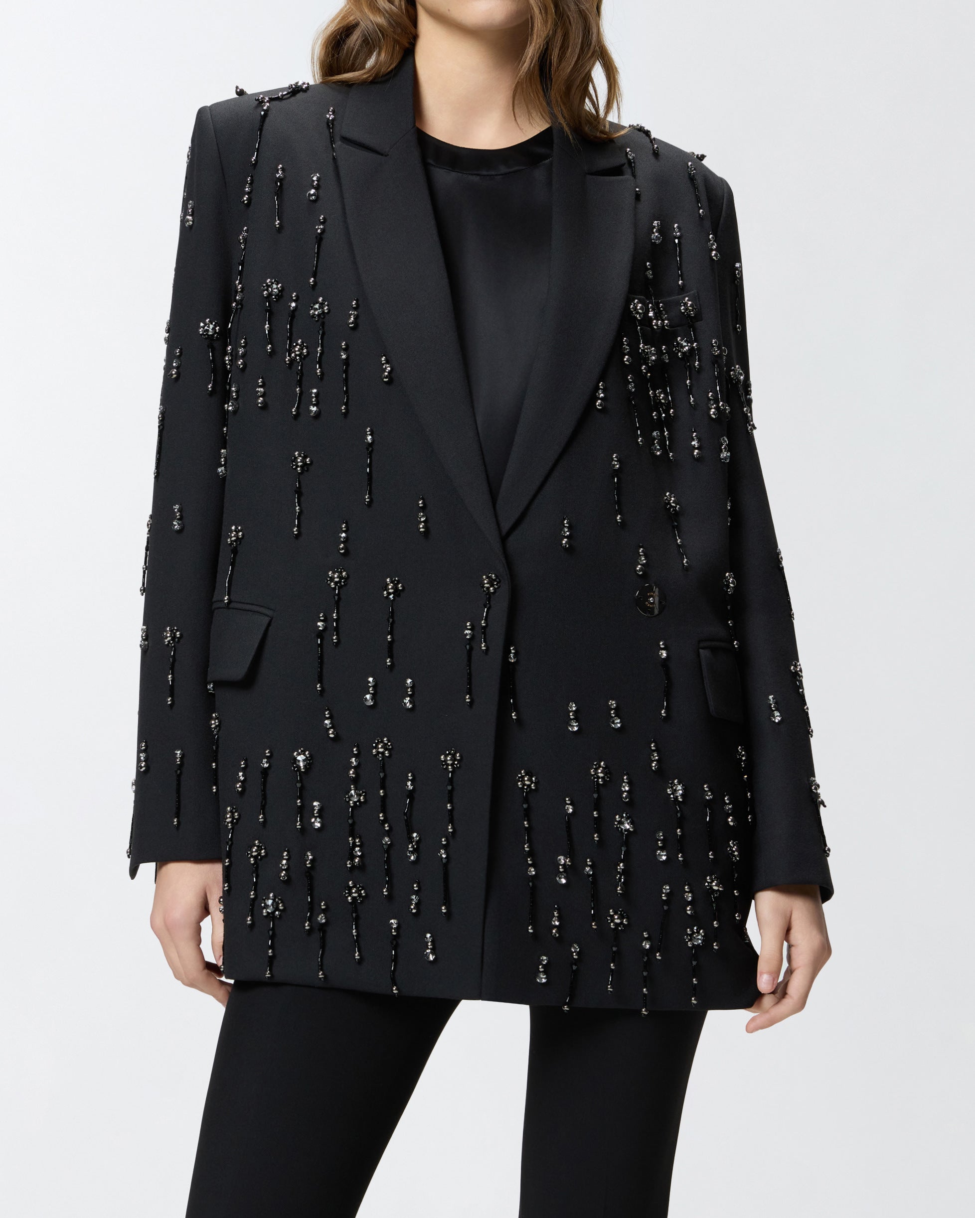 PINKO Giacca Pallauovo Perle Cristalli-Nero Limousine