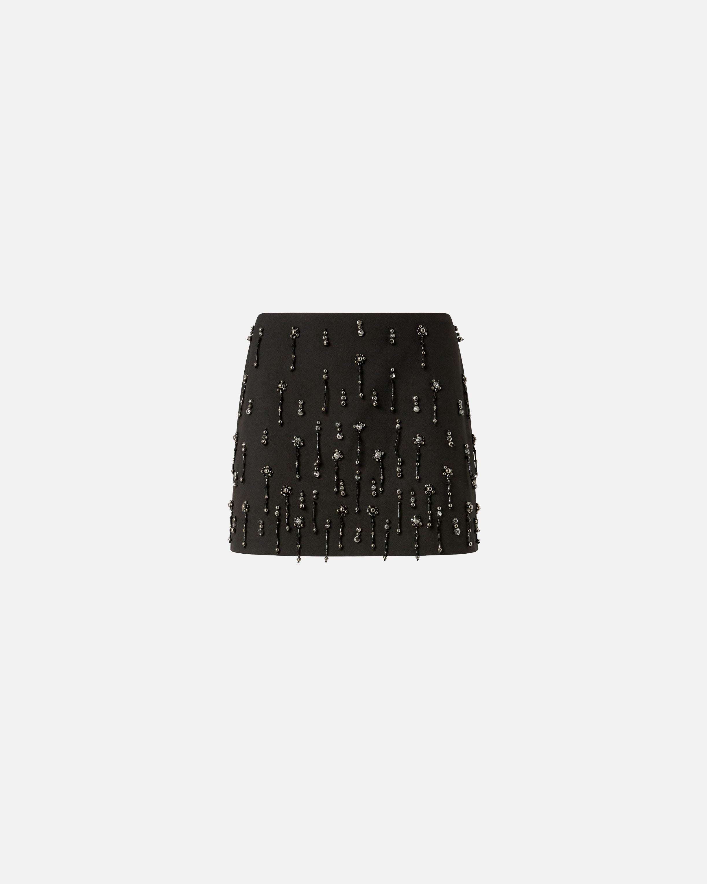 PINKO Minigonna Memory Perle Cristalli-Nero