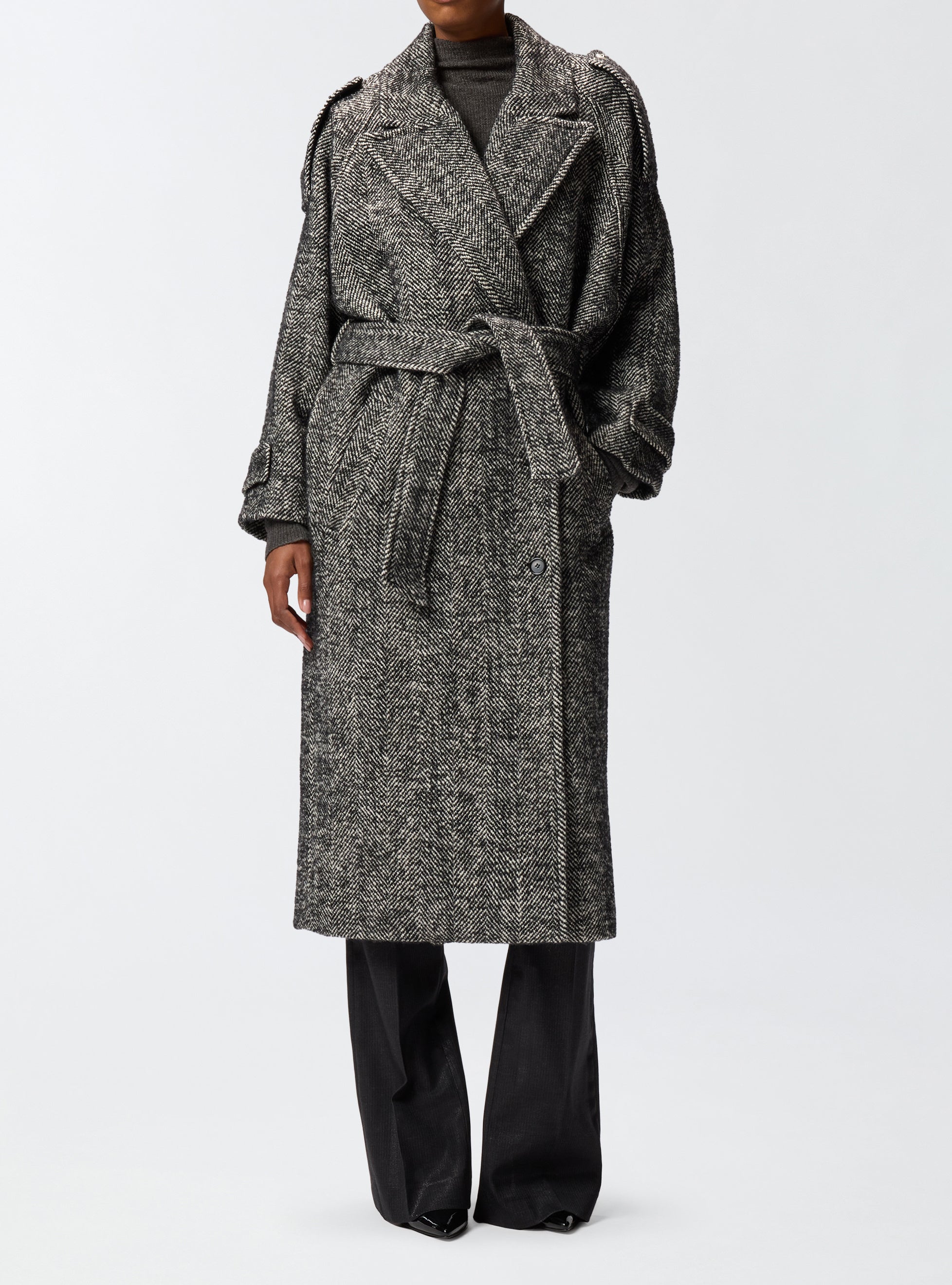 PINKO Cappotto Lungo Carrube-Grigio Nero