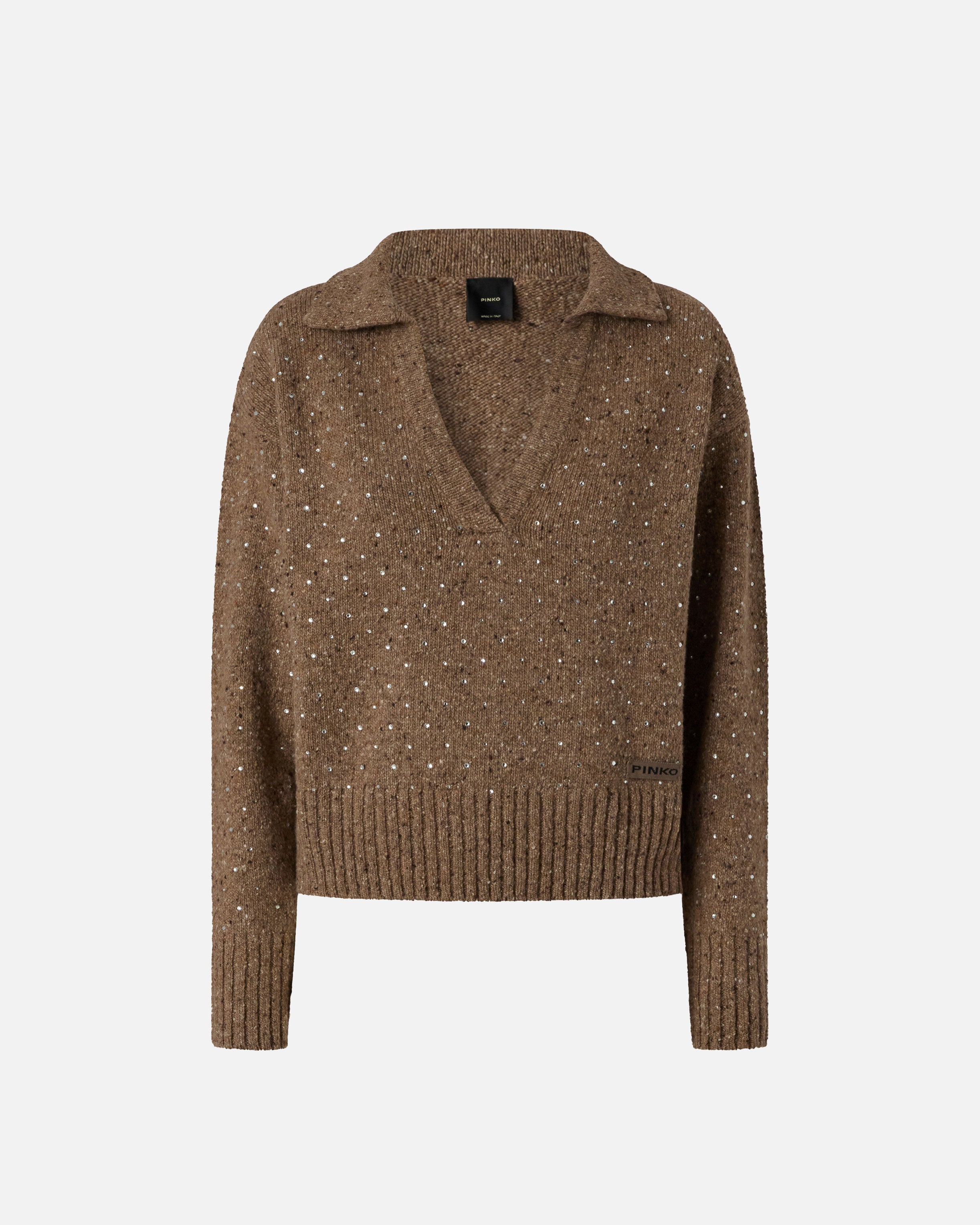 PINKO Maglione Nibani-Strass Multi Cammello