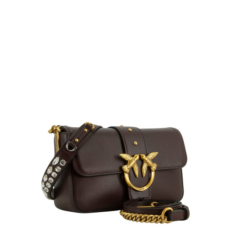 PINKO Borsa Love One Mini Slouchy Mb Charms-Rosso Mogano Gold