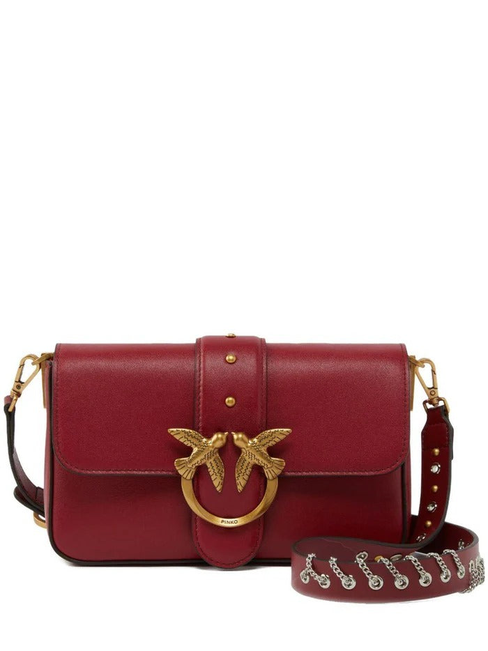 PINKO Borsa Love One Mini Slouchy Mb Charms-Rosso Lampone Gold