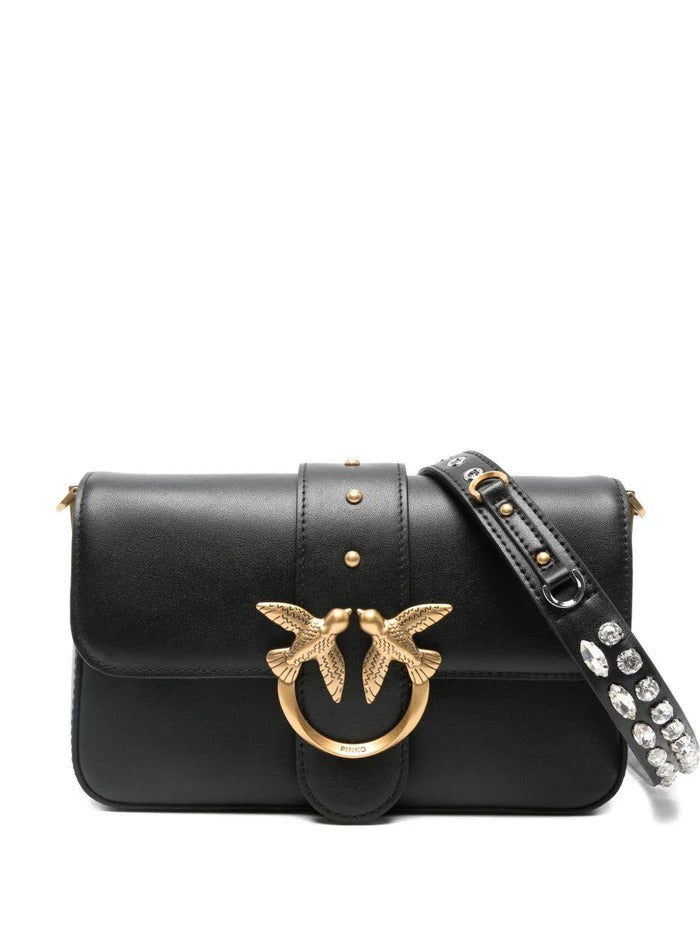 PINKO Borsa Love One Mini Slouchy Mb Charms-Nero Gold