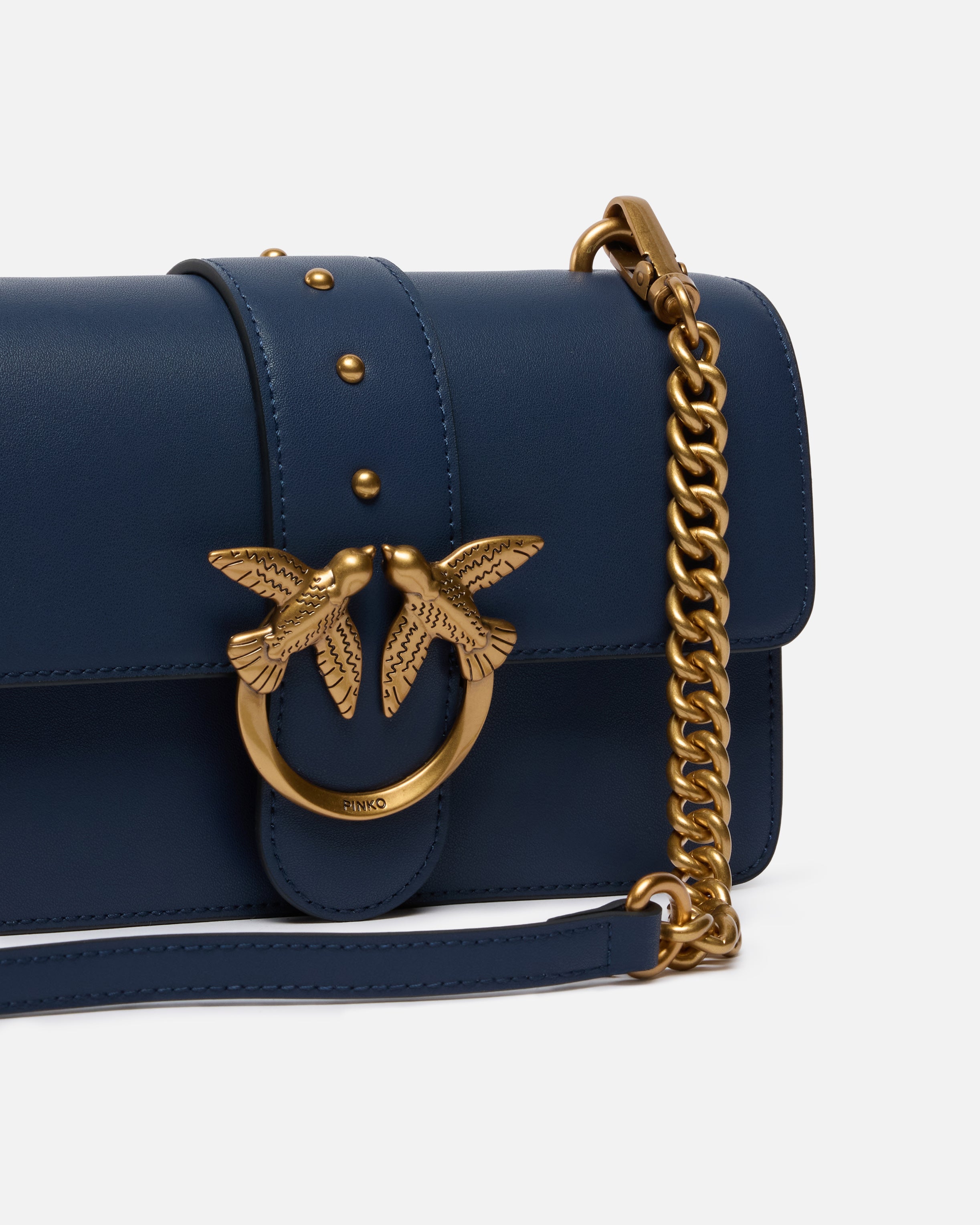PINKO Borsa Love One Mini St-Blu Indaco Gold
