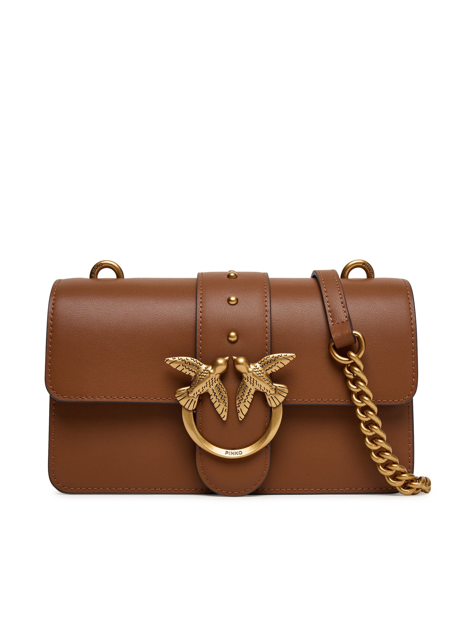 PINKO Borsa Love One Mini St-Marrone Gold