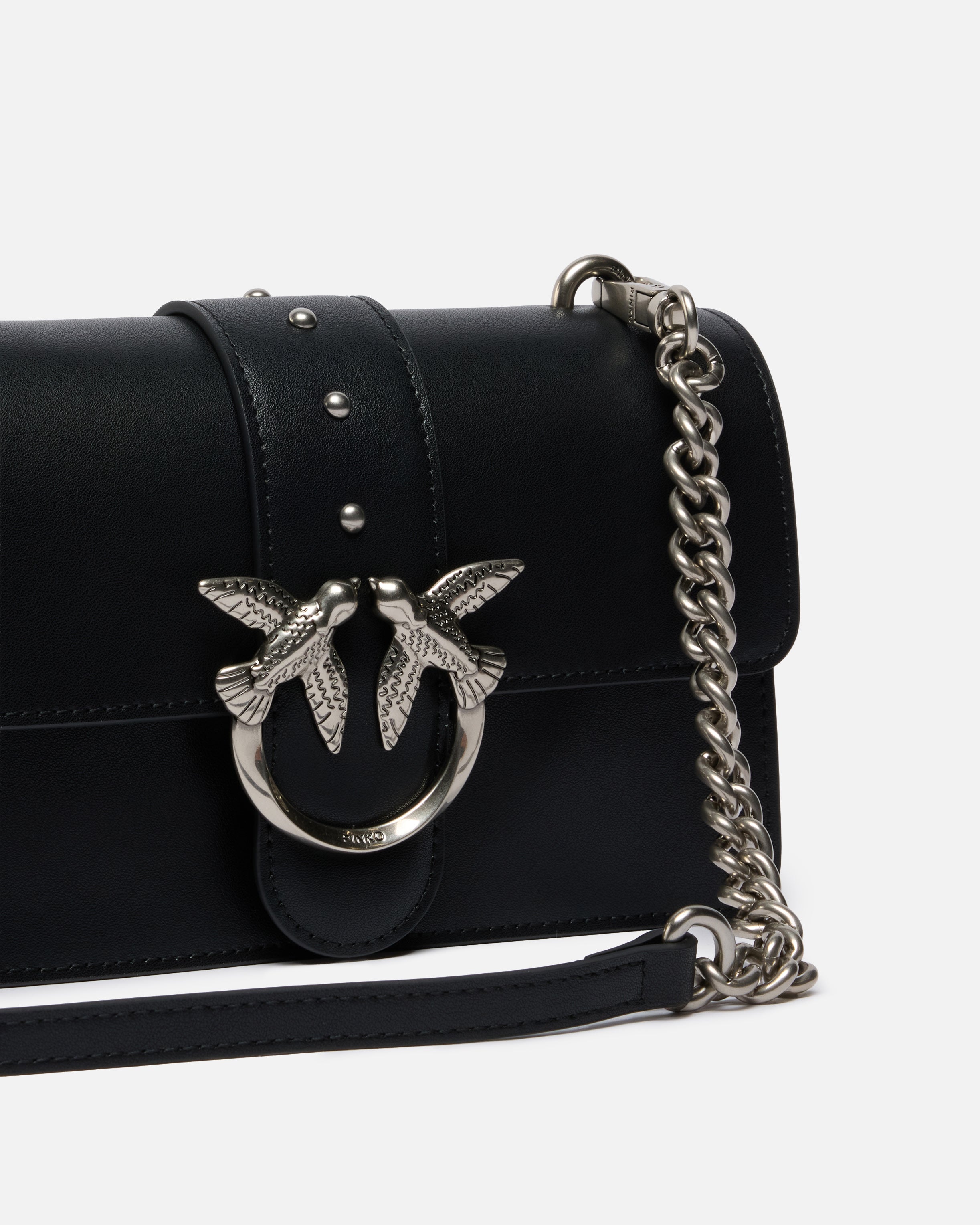 PINKO Borsa Love One Mini St-Nero Silver