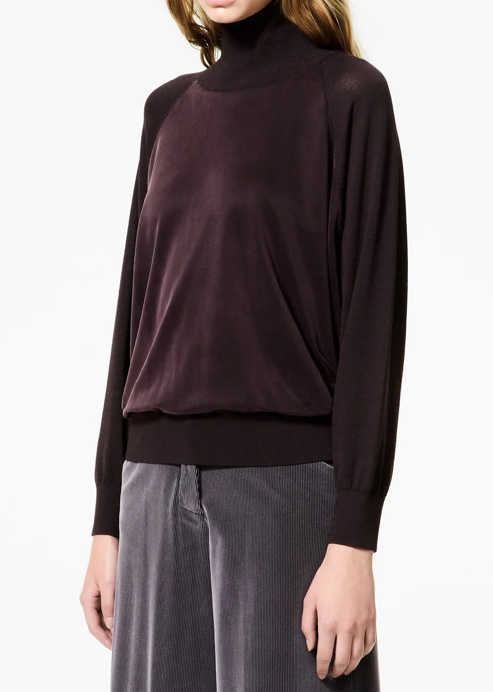 RRD Maglia Donna Dolcevita Cupro Turtleneck-Bordeaux