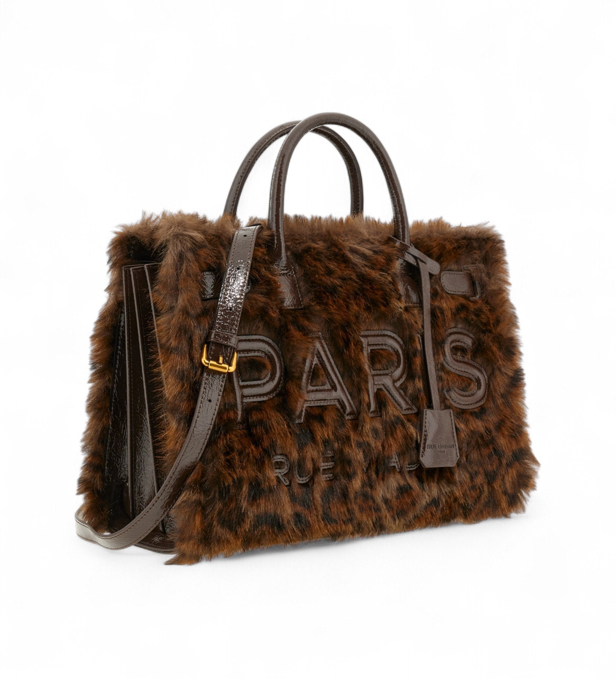 RUE MADAM Borsa ALASKA TOTE-Fur Leopard Marrone
