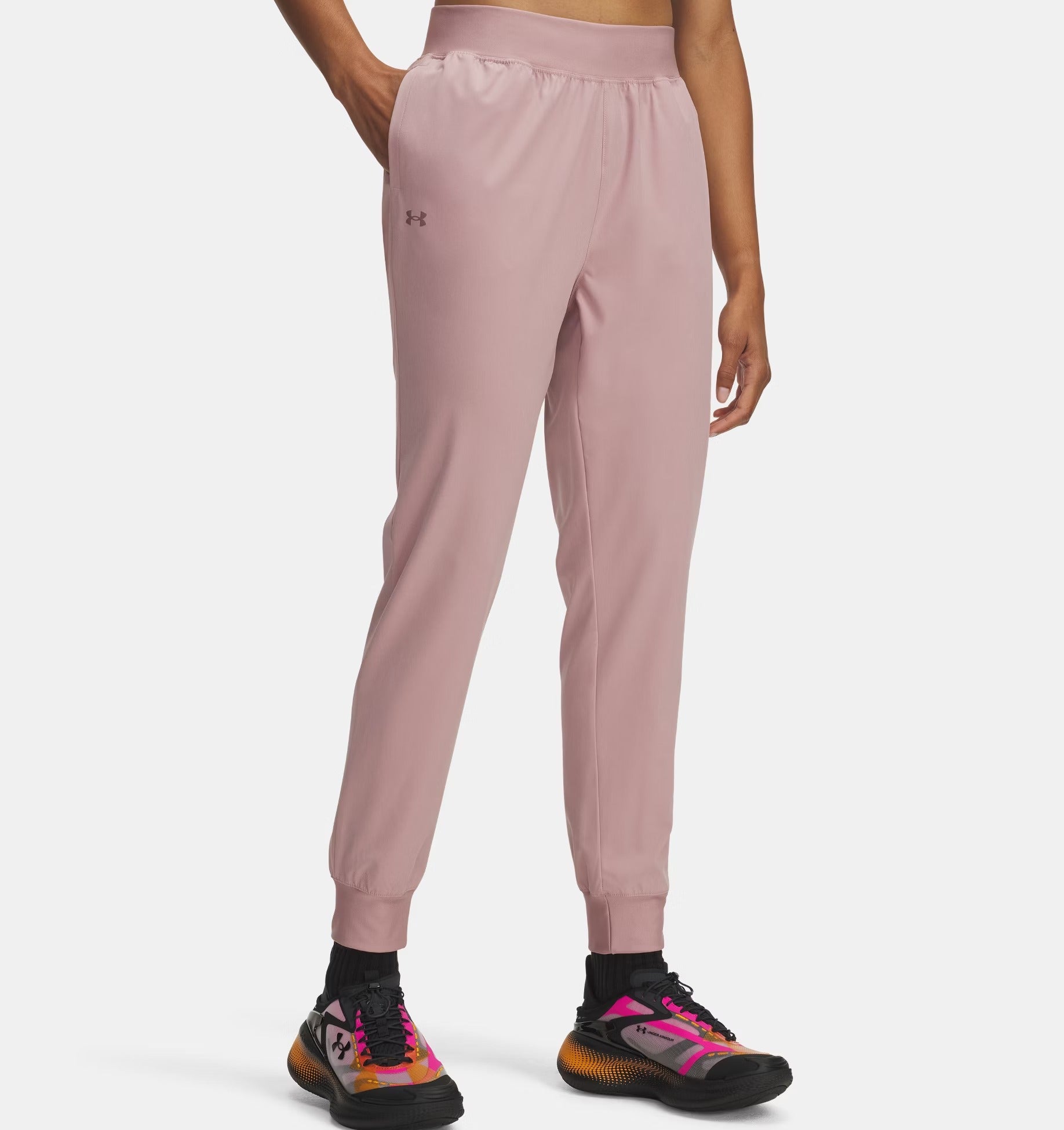 UNDER ARMOUR Jogger Donna RIVAL HIGH RISE WOVEN-Tourmaline Pink
