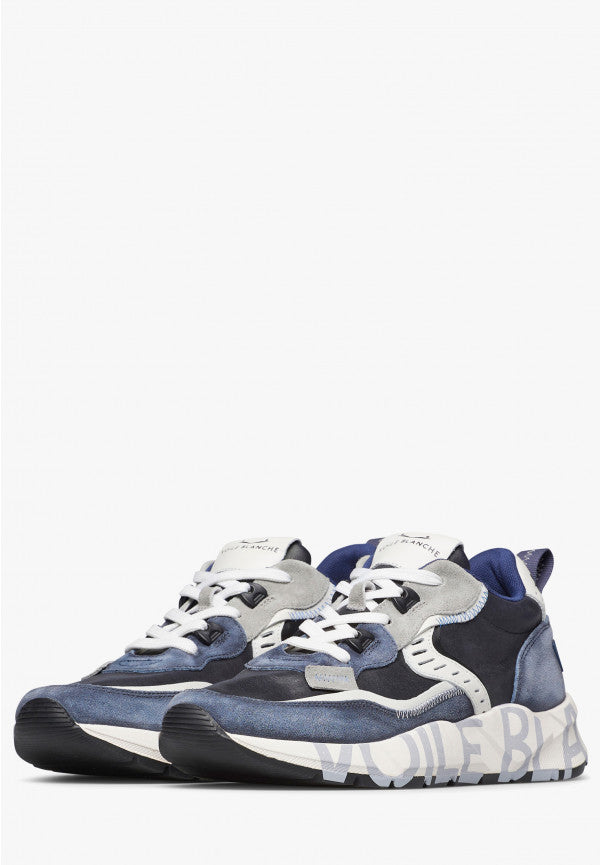 VOILE BLANCHE Sneaker Uomo Club01-Blu Azzurro