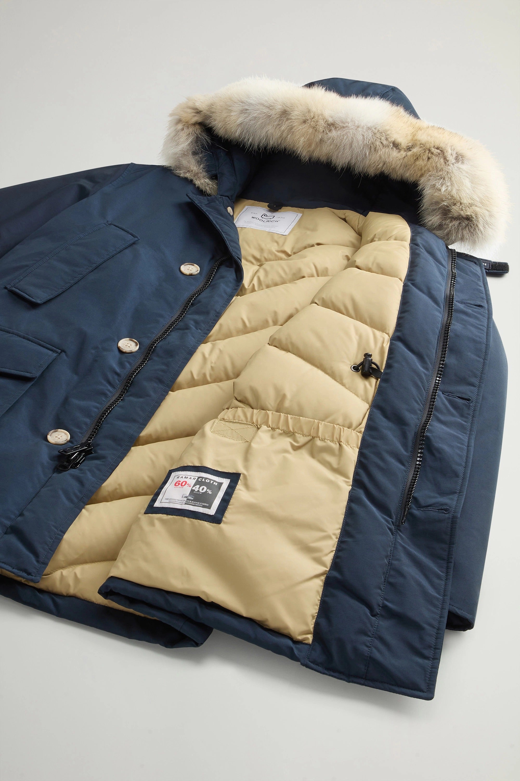 WOOLRICH Parka Uomo ARCTIC DETACHABLE FUR PARKA-Melton Blue