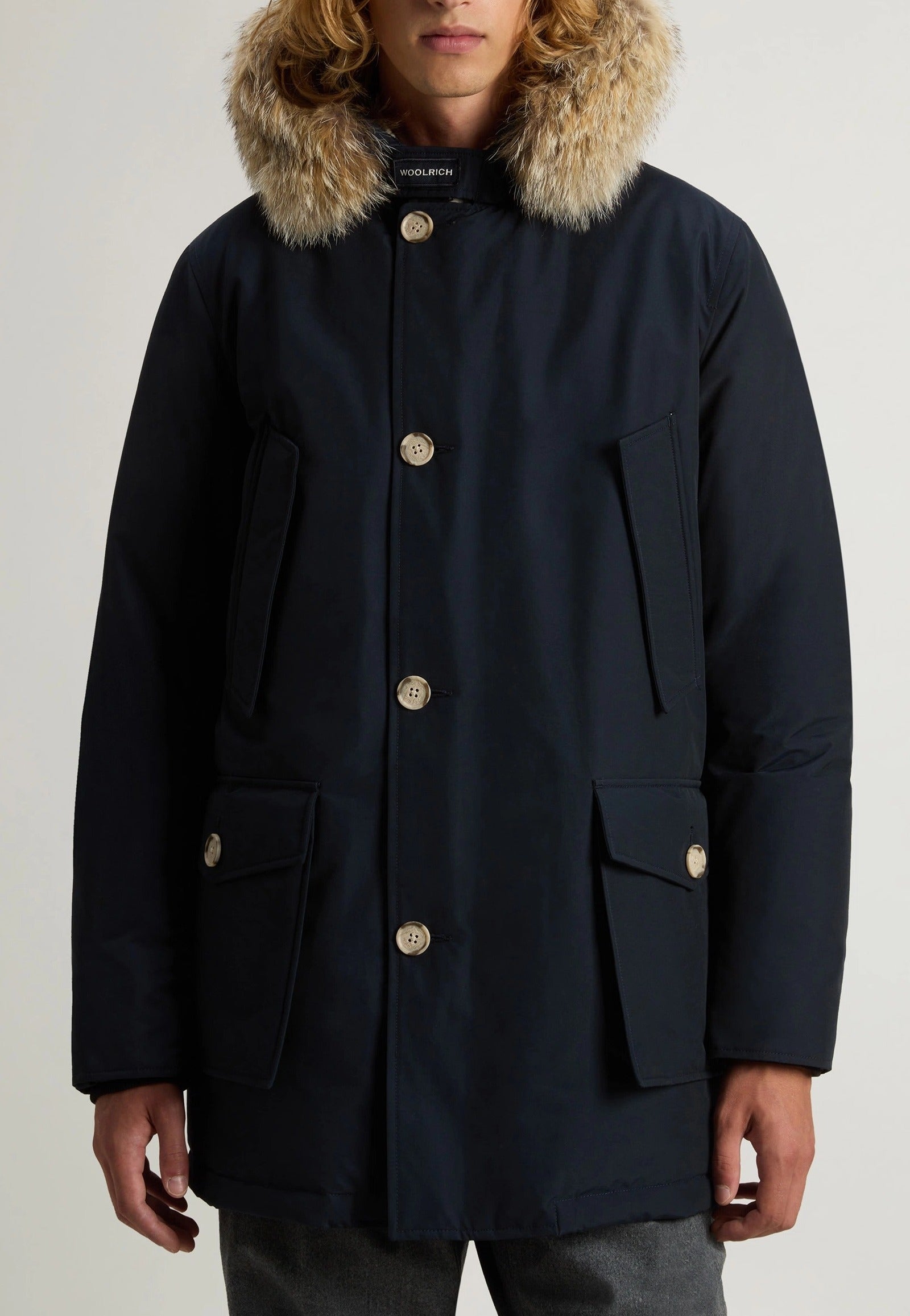 WOOLRICH Parka Uomo ARCTIC DETACHABLE FUR PARKA-Melton Blue