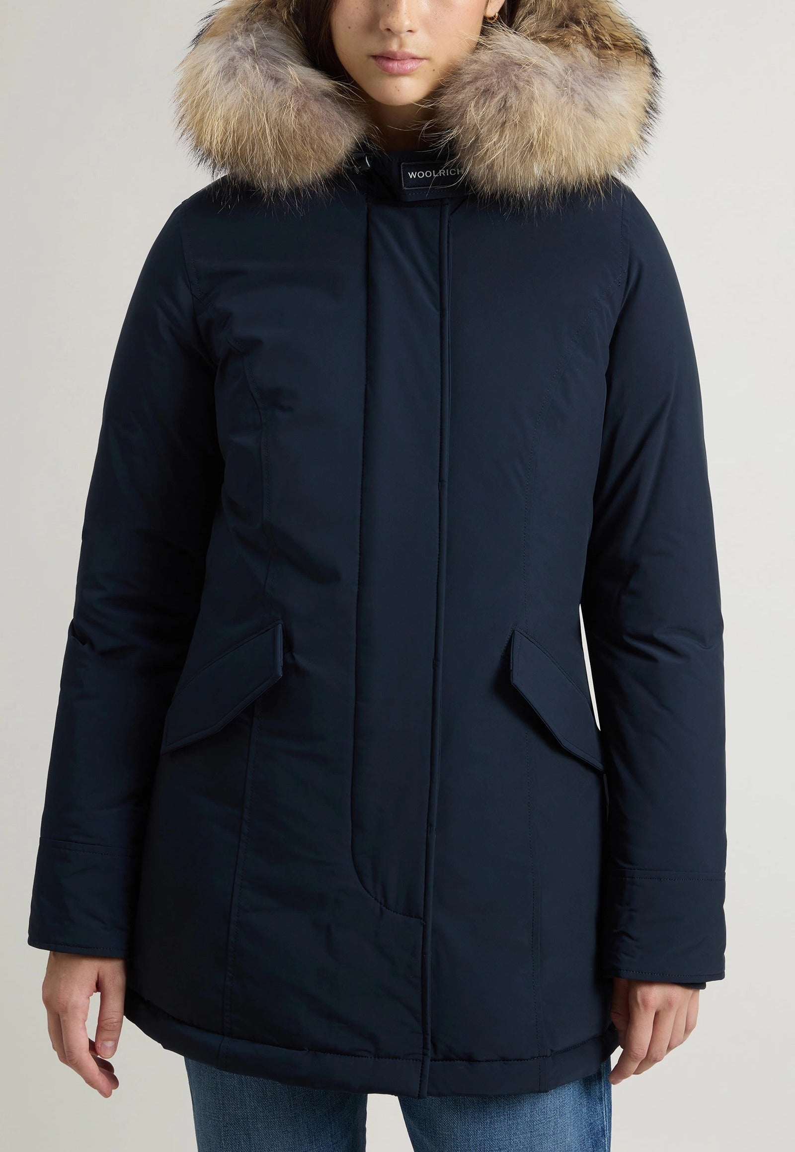 WOOLRICH Parka Donna LUXURY ARCTIC RACCOON-Melton Blue