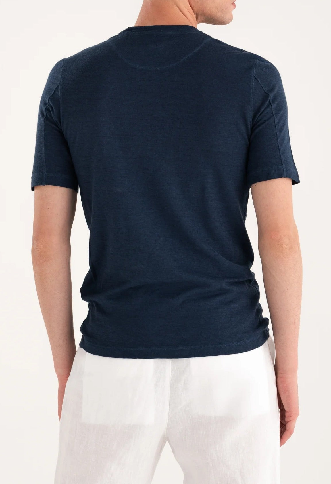 120% LINO T-Shirt Uomo Jersey Lino-Navy