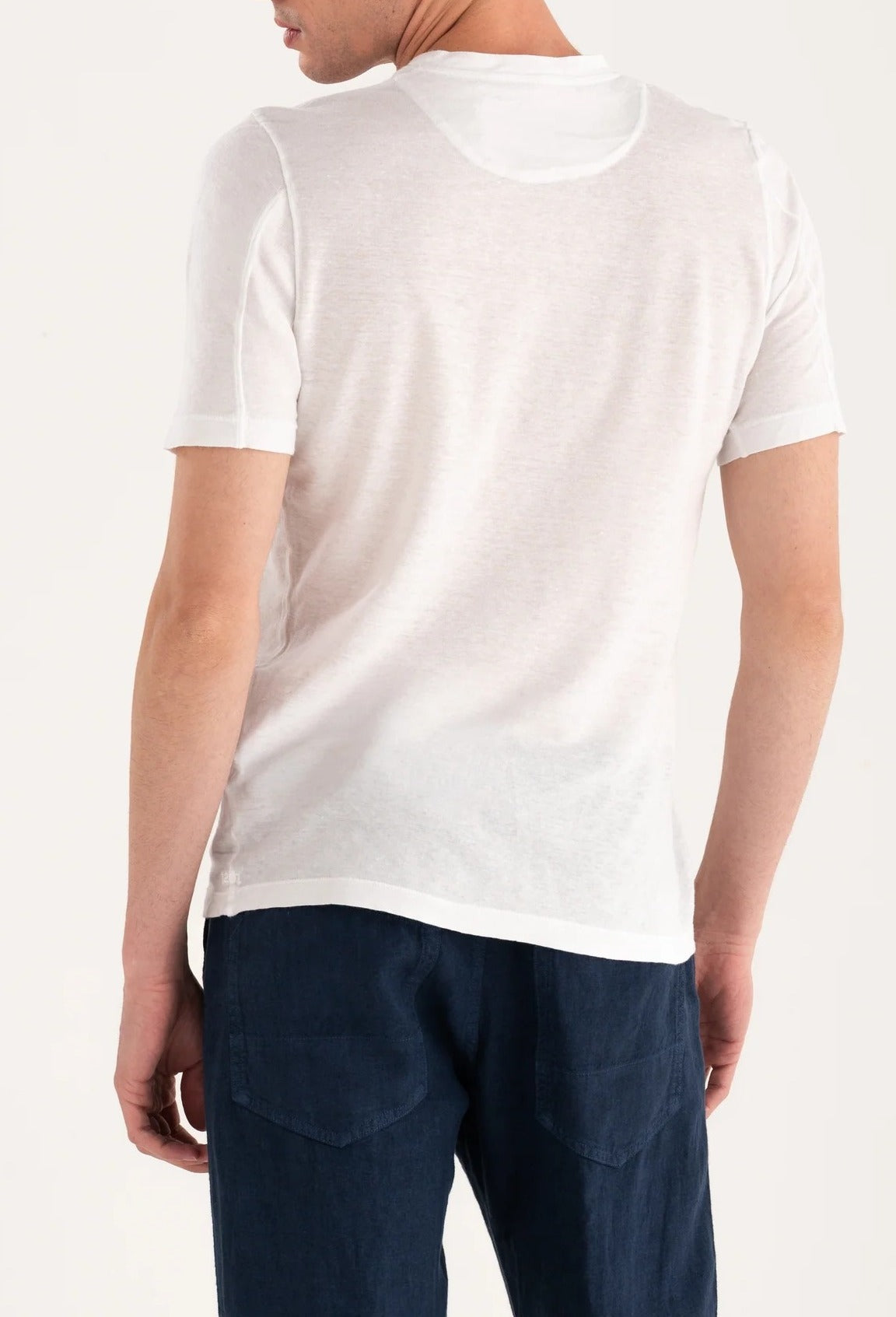 120% LINO T-Shirt Uomo Jersey Lino-White Solid