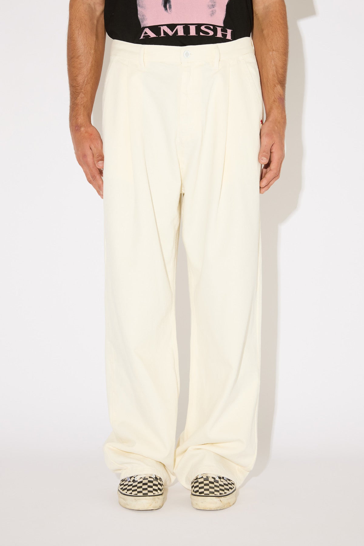 AMISH Pantalone Unisex No Gender Bull Dyed-Bianco